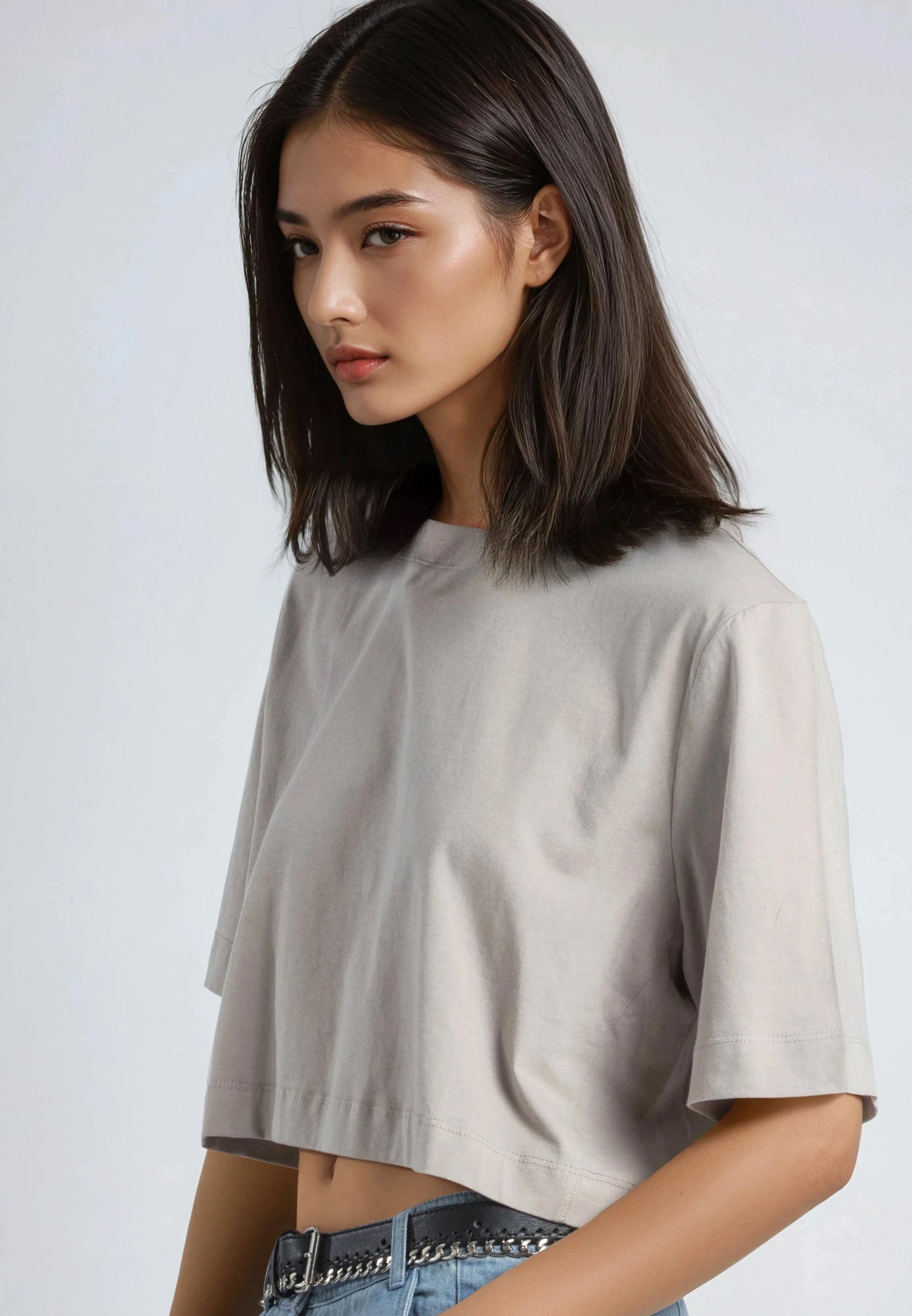 BASIC CROP T-SHIRT STONE