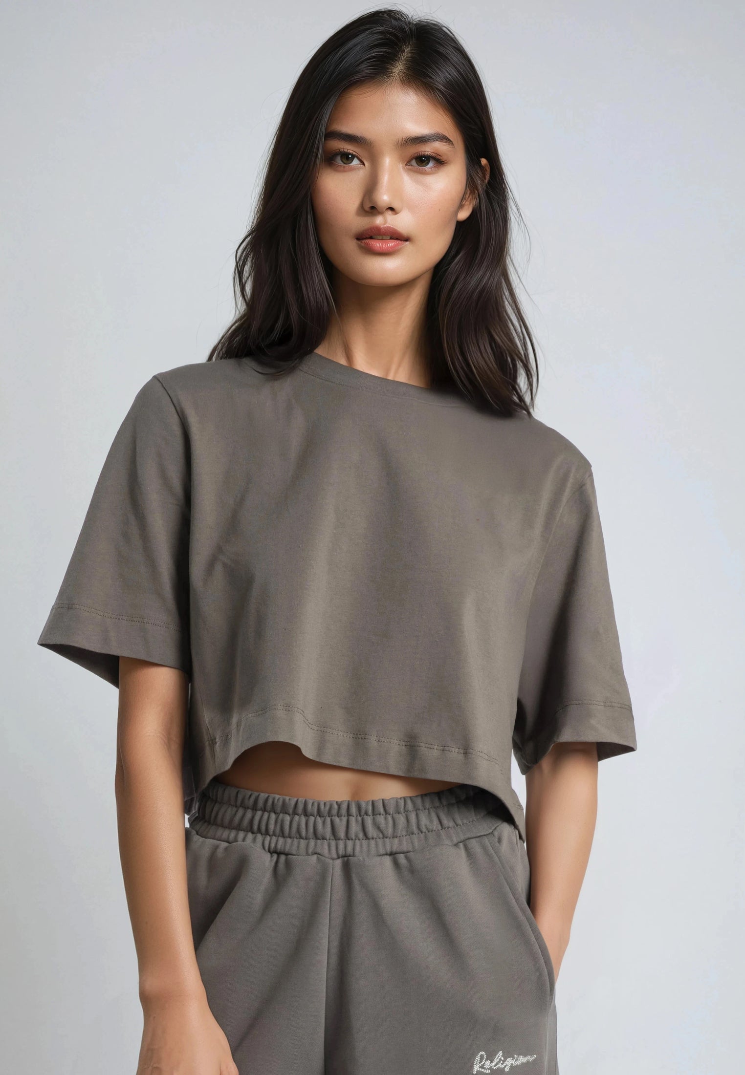 BASIC CROP T-SHIRT BRINDLE