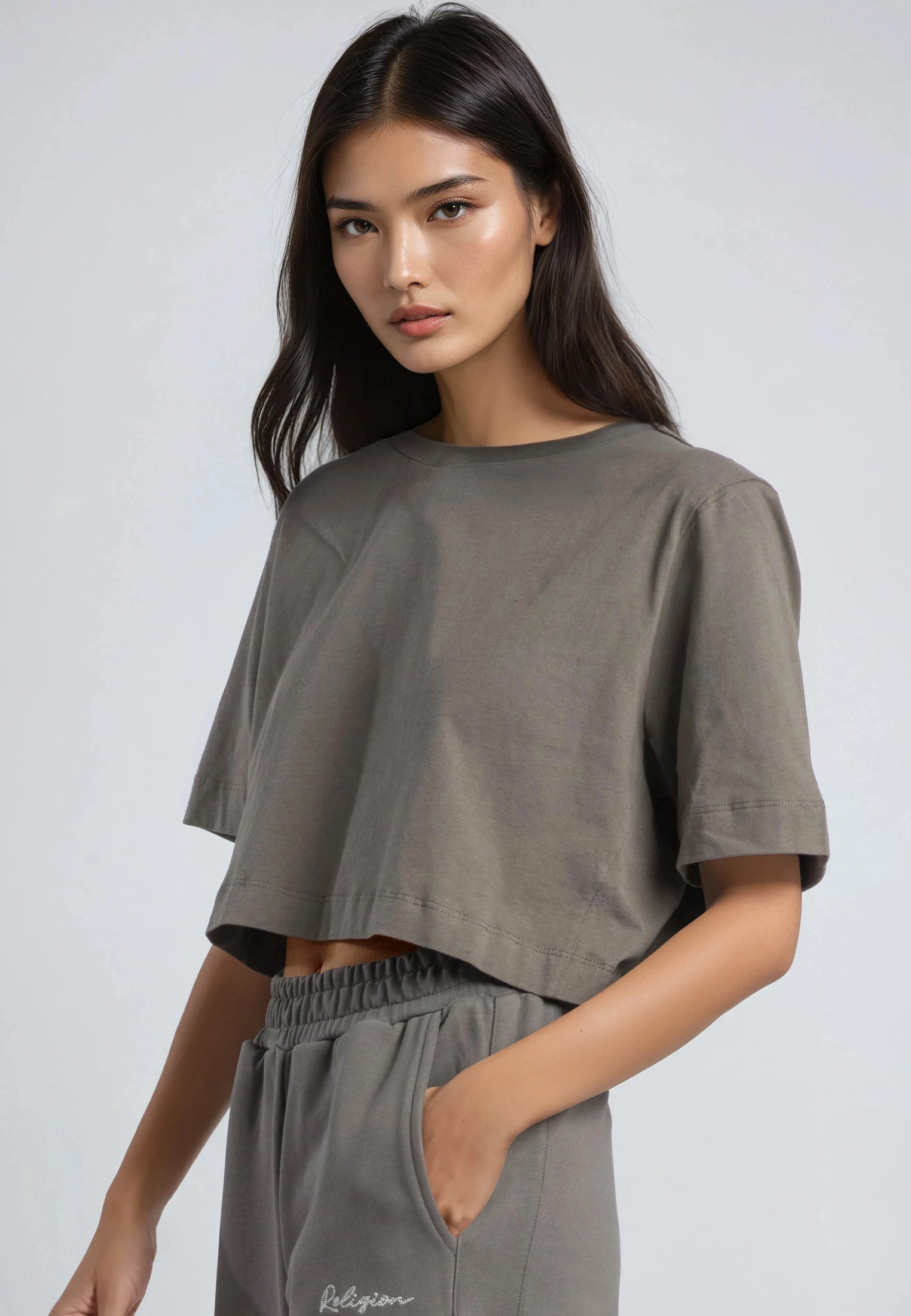 BASIC CROP T-SHIRT BRINDLE
