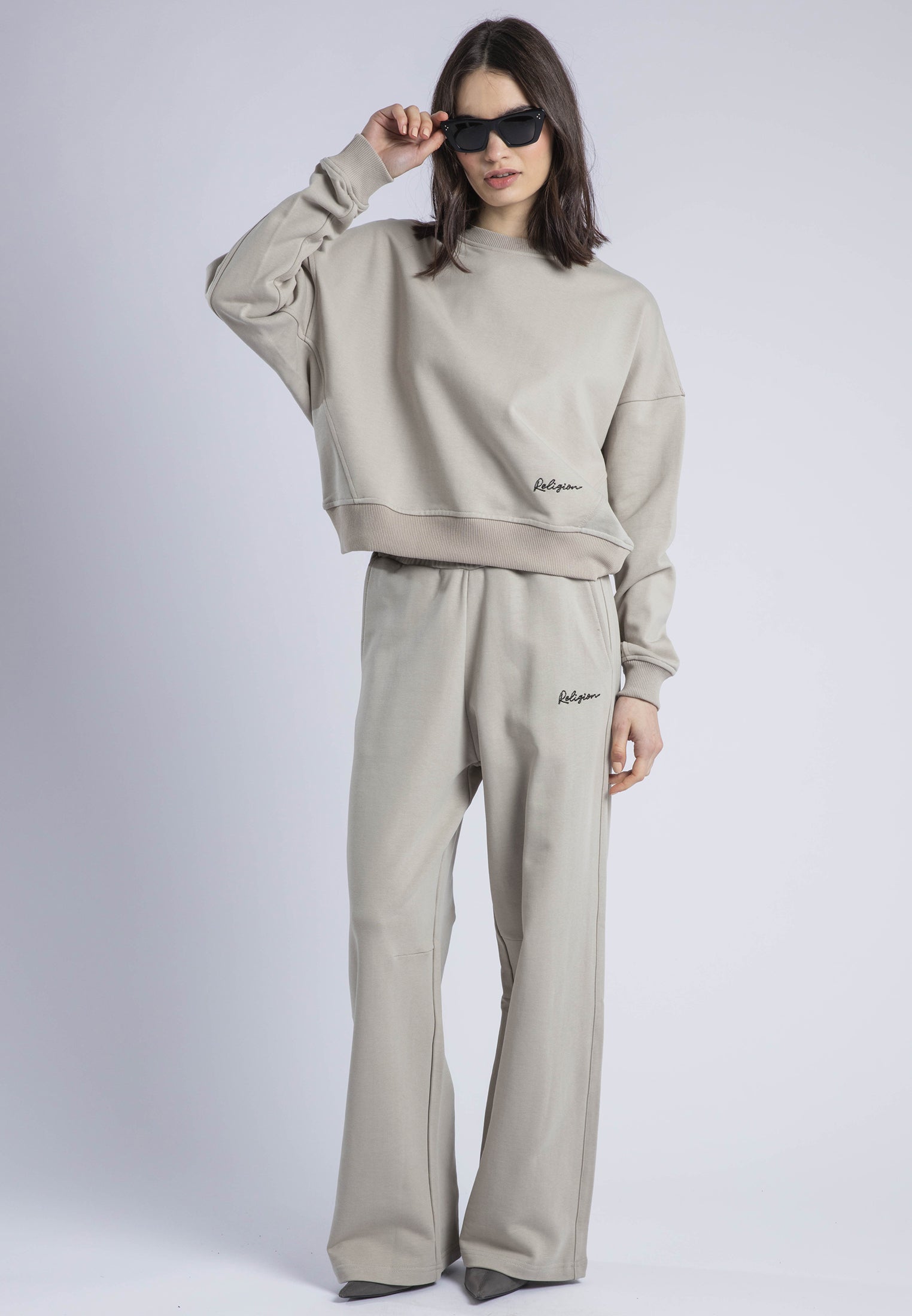 EMBROIDERY RELAXED SWEATPANTS STONE