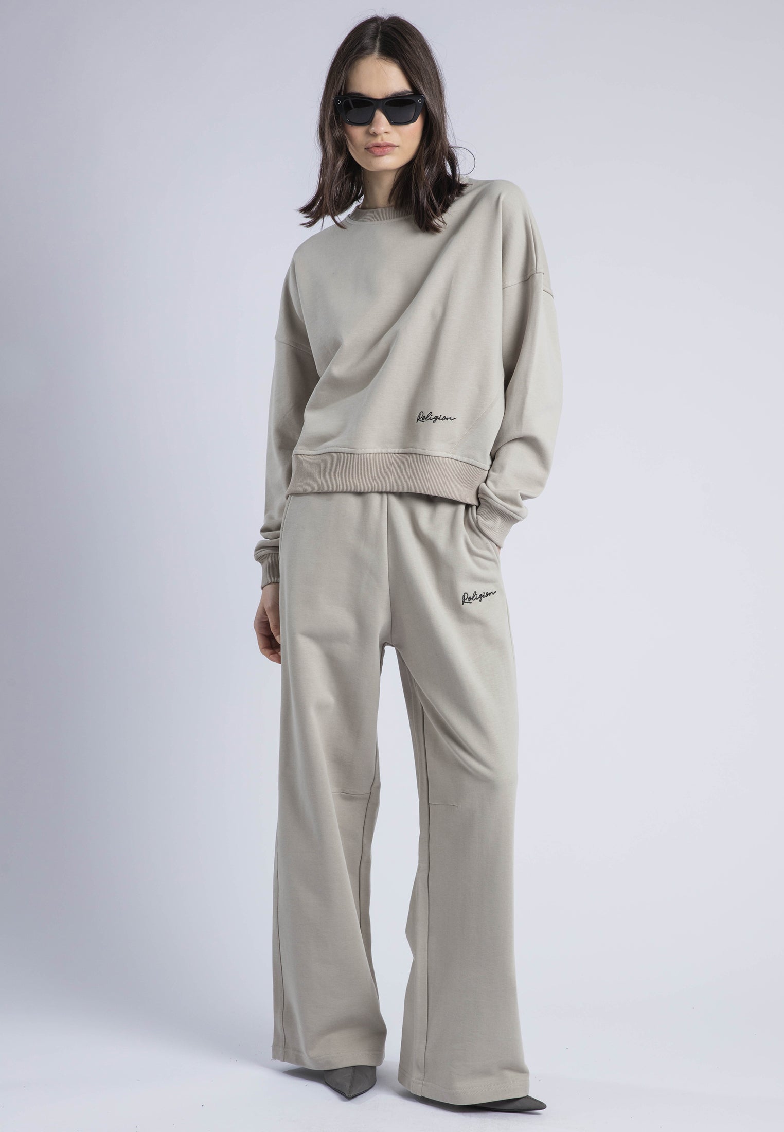 EMBROIDERY RELAXED SWEATPANTS STONE