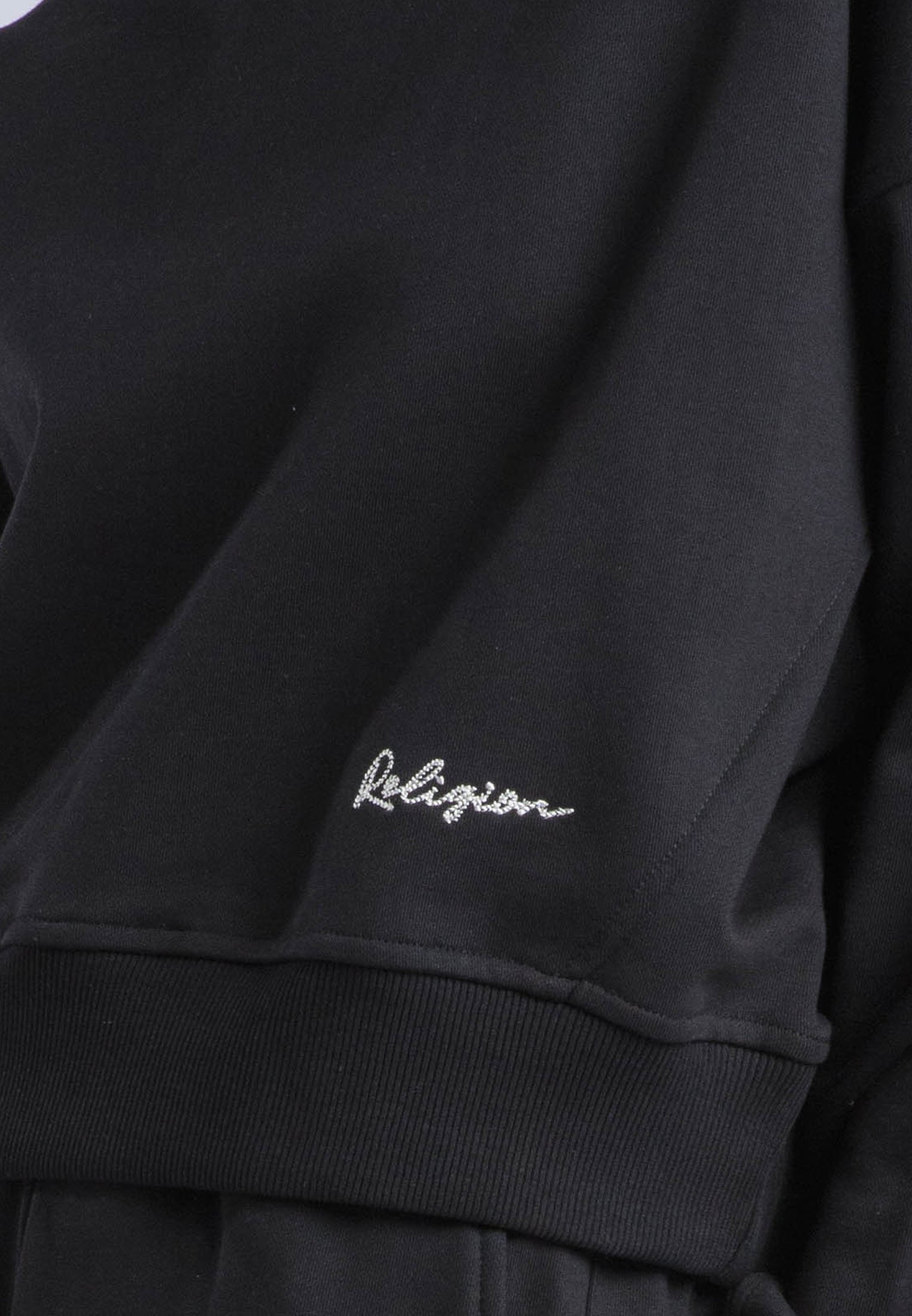 EMBROIDERY BATWING SWEAT BLACK
