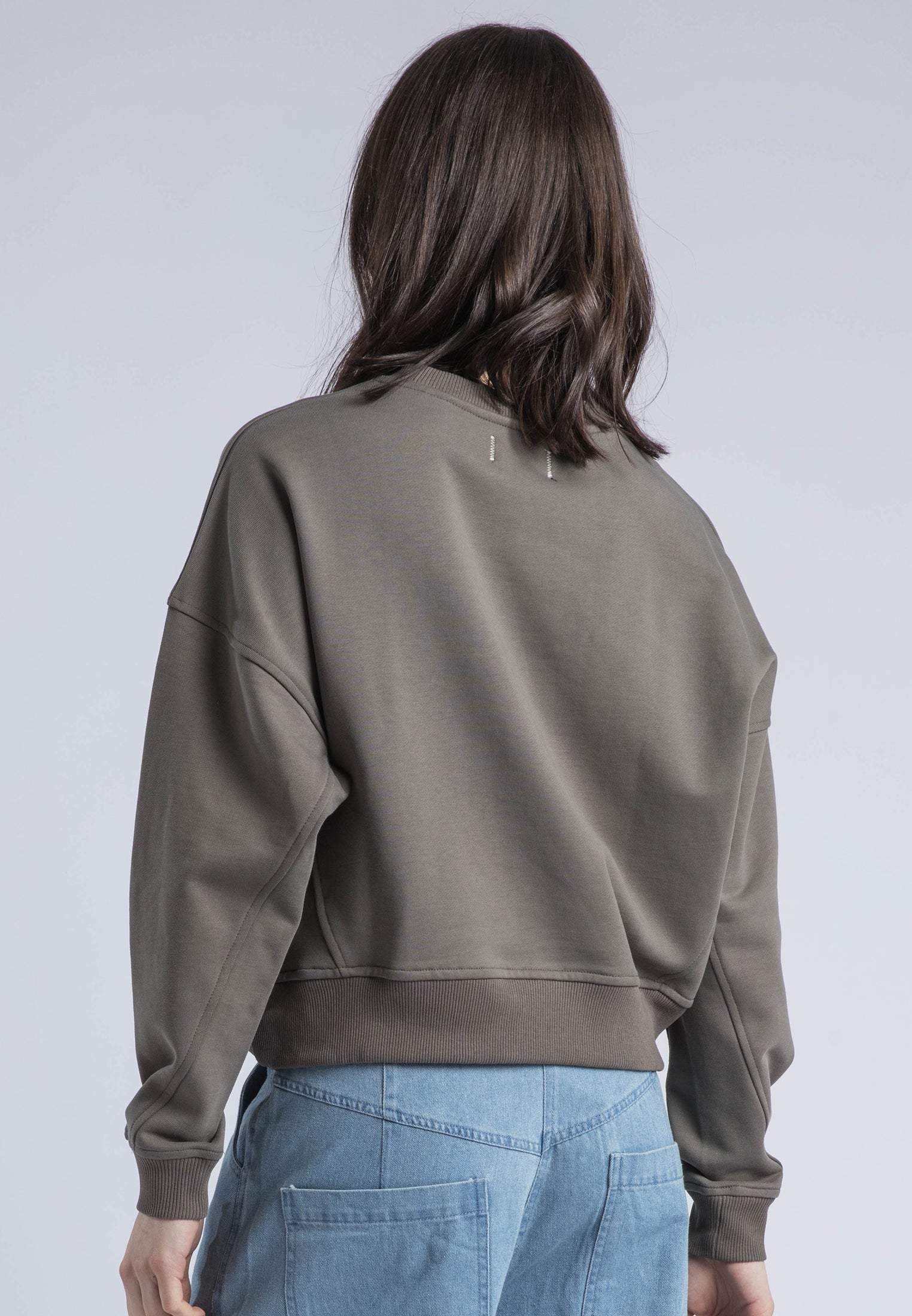 EMBROIDERY BATWING SWEAT BRINDLE