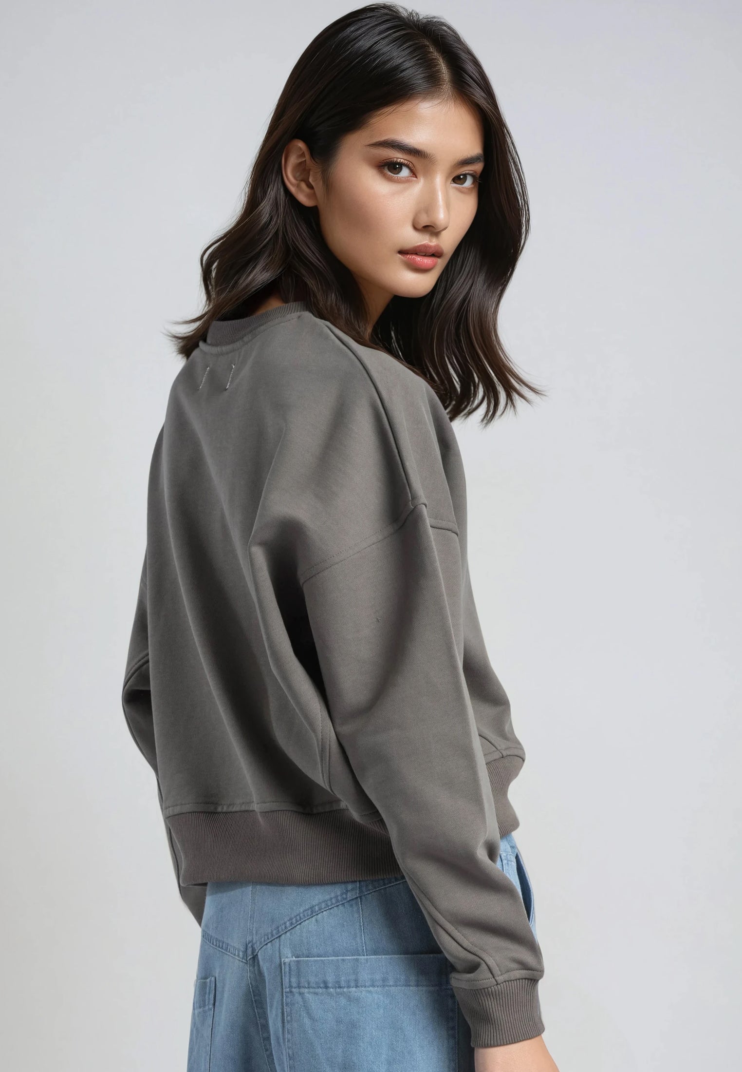 EMBROIDERY BATWING SWEAT BRINDLE