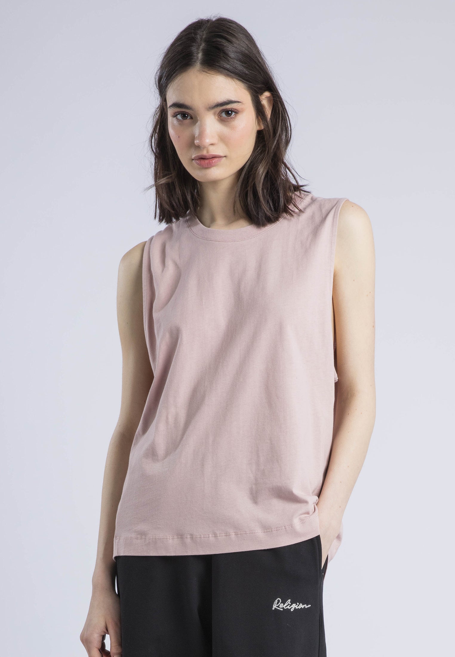 RELAXED BASIC VEST PALE MAUVE
