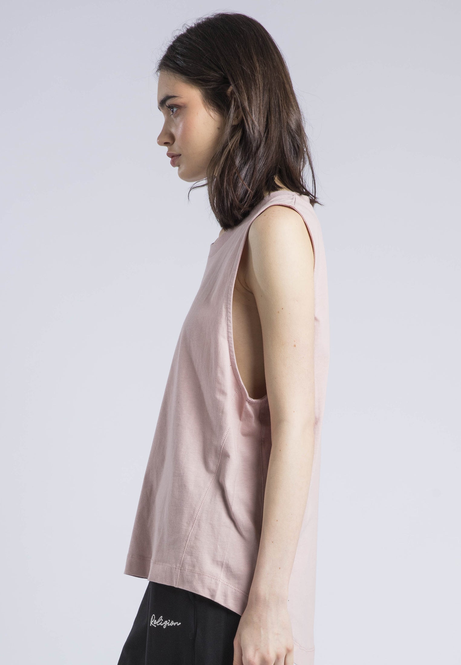 RELAXED BASIC VEST PALE MAUVE