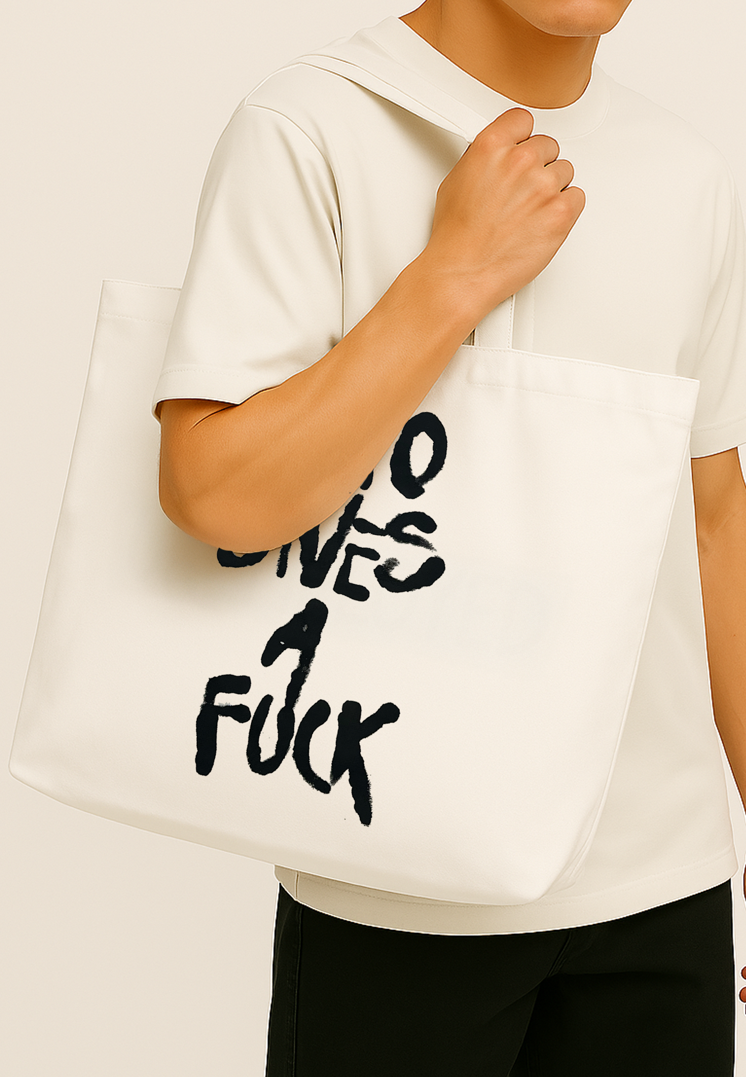 WHO GIVES A FUCK BAG OFF WHITE