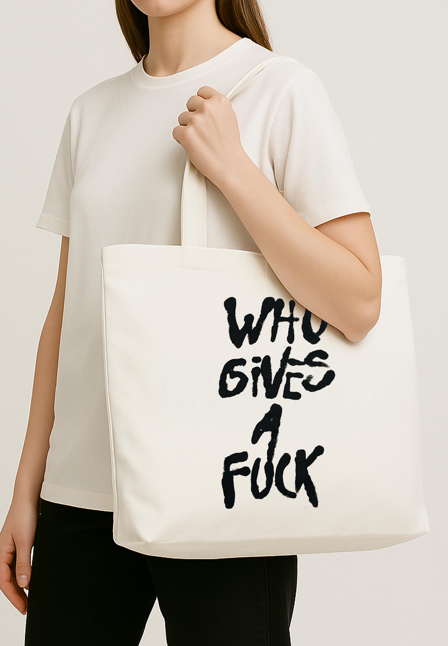 WHO GIVES A FUCK BAG OFF WHITE