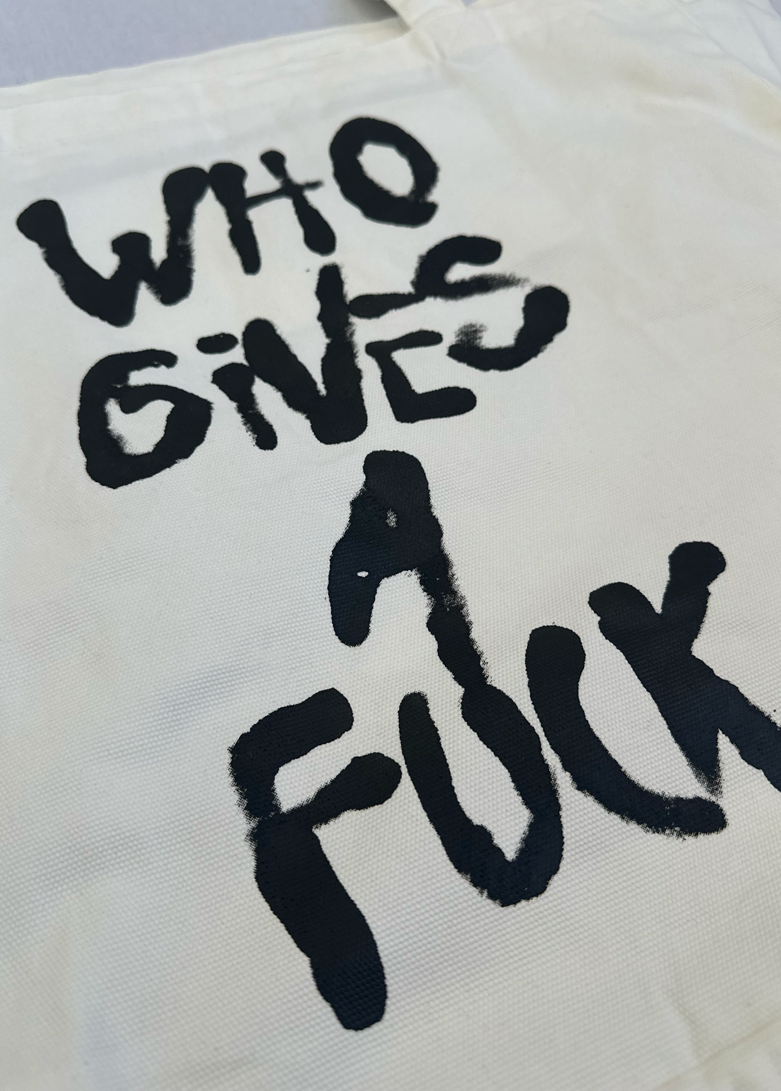 WHO GIVES A FUCK BAG OFF WHITE