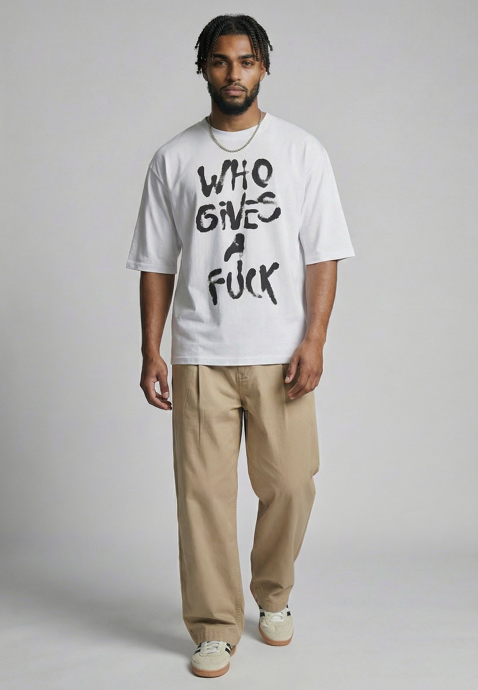 WHO GIVES A FUCK OVERSIZED T-SHIRT WHITE