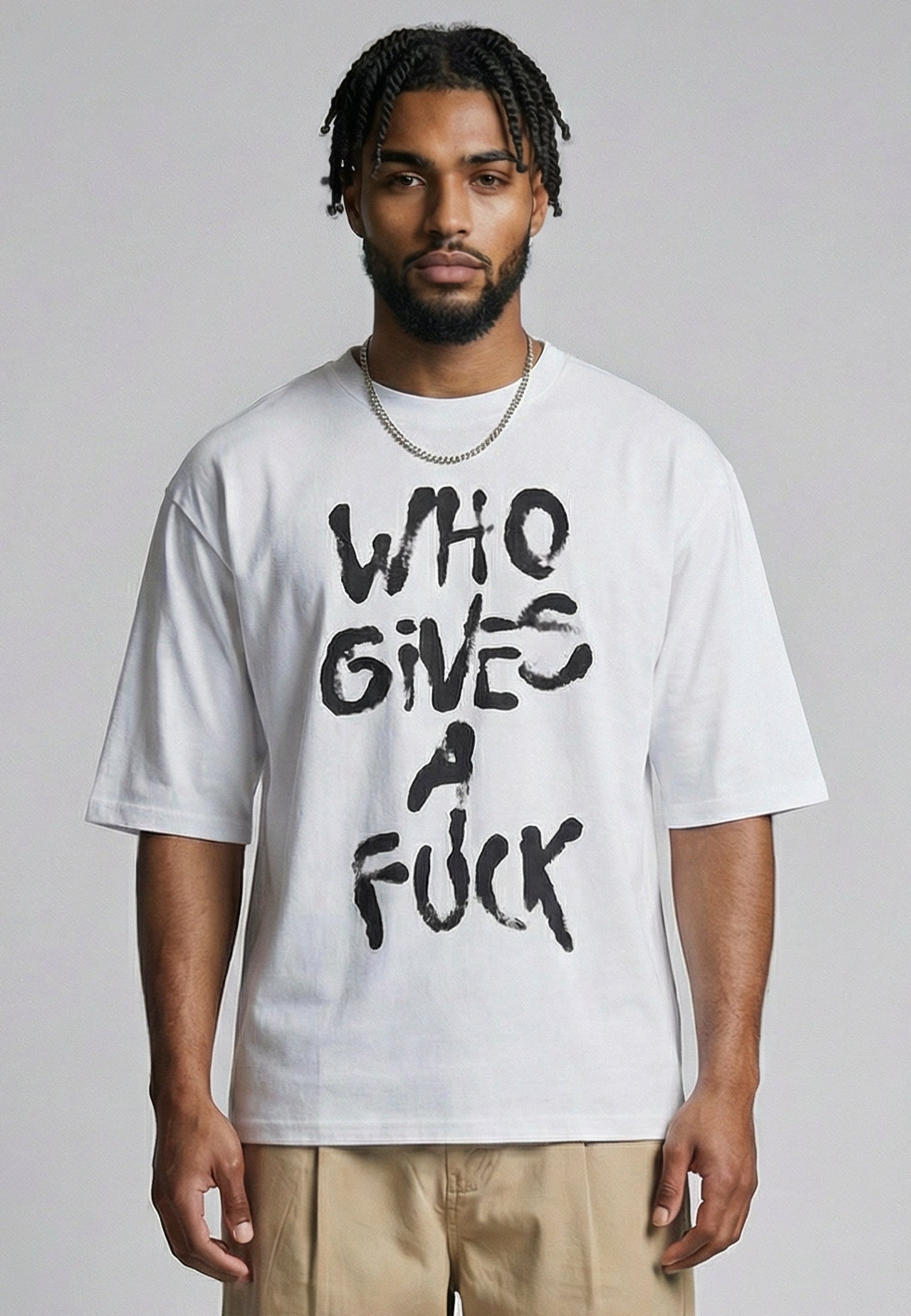 WHO GIVES A FUCK OVERSIZED T-SHIRT WHITE