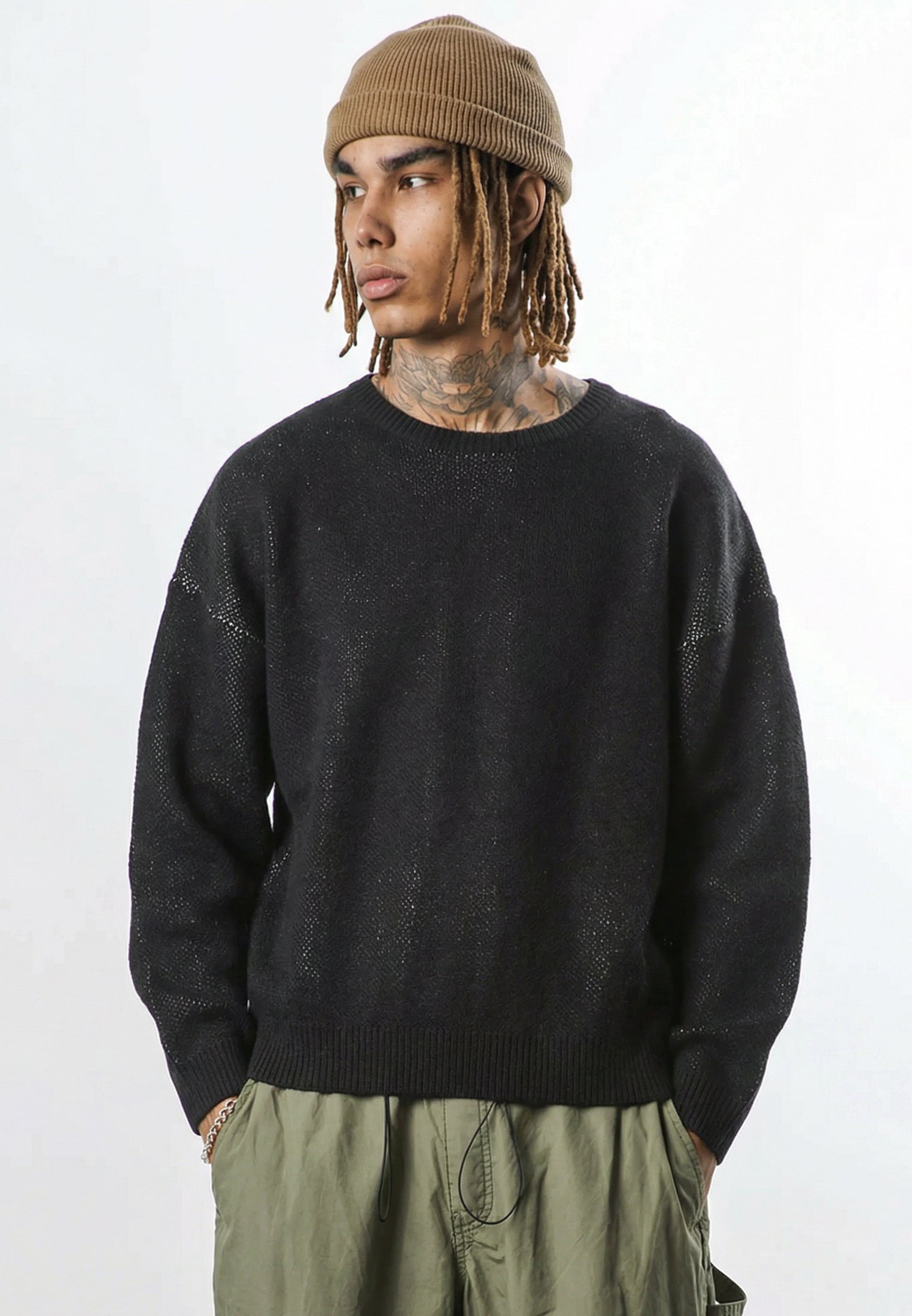 SKULL ANTARSIA KNIT BLACK