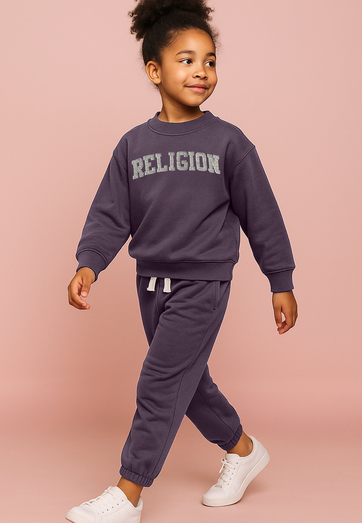 KIDS RELIGION SEAMED DARTED SWEATPANTS MAUVE