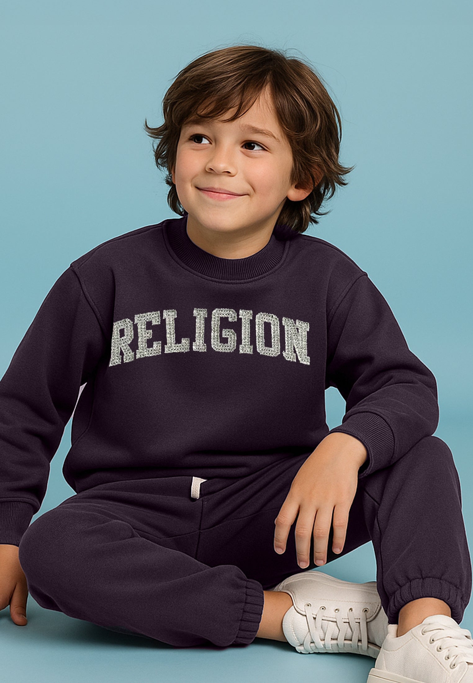 KIDS RELIGION SEAMED DARTED SWEATPANTS MAUVE