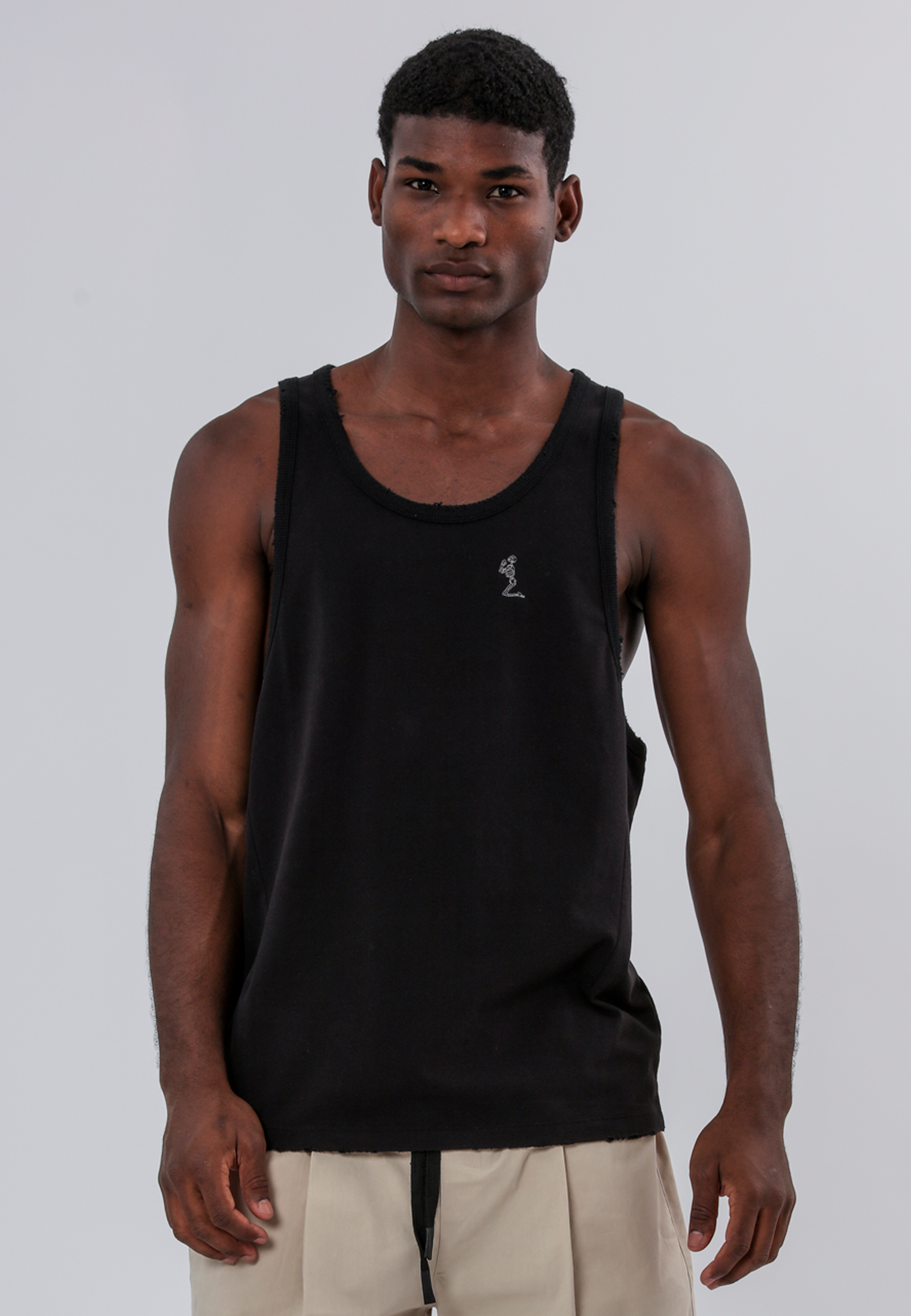 BATTLE DISTRESSED VEST BLACK