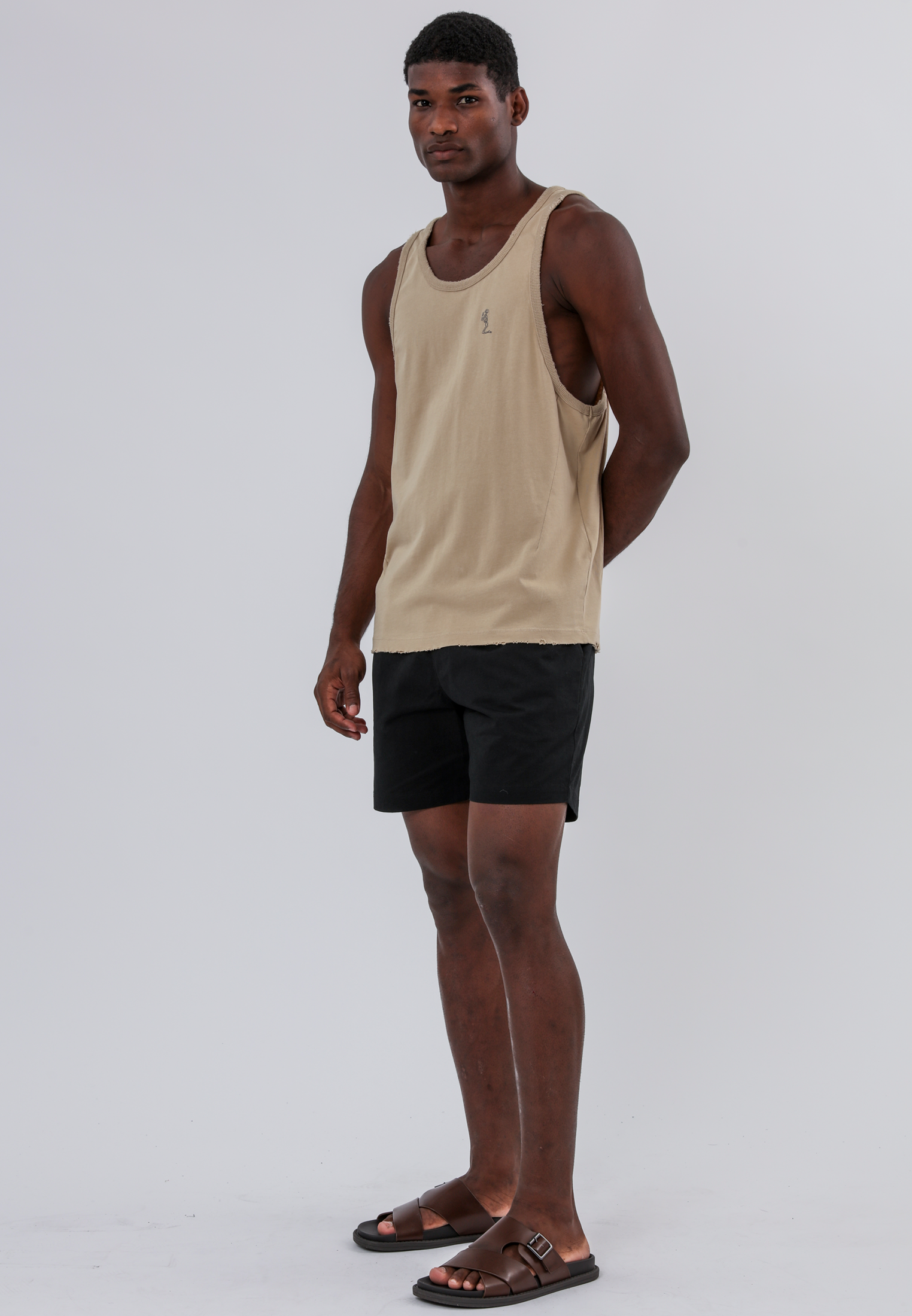 BATTLE DISTRESSED VEST FAWN