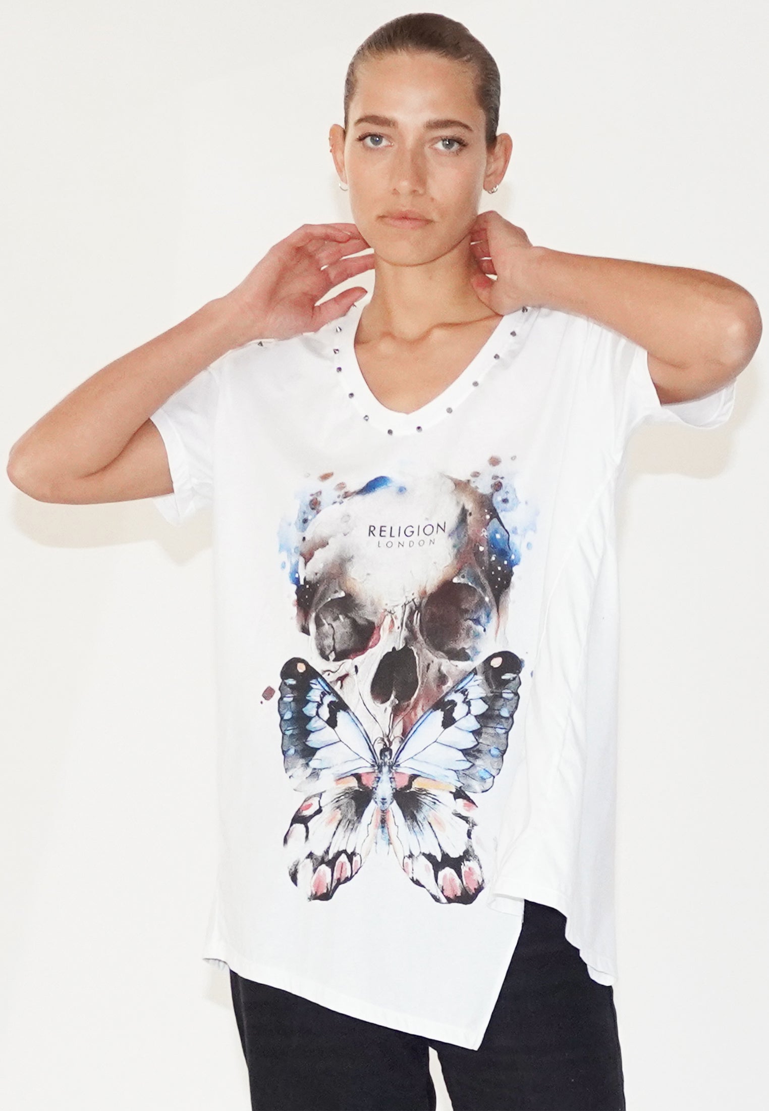 BUTTERFLY SKULL T-SHIRT WHITE