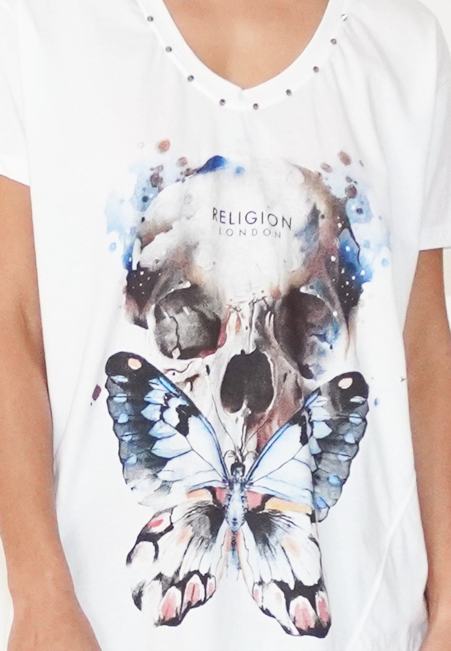 BUTTERFLY SKULL T-SHIRT WHITE