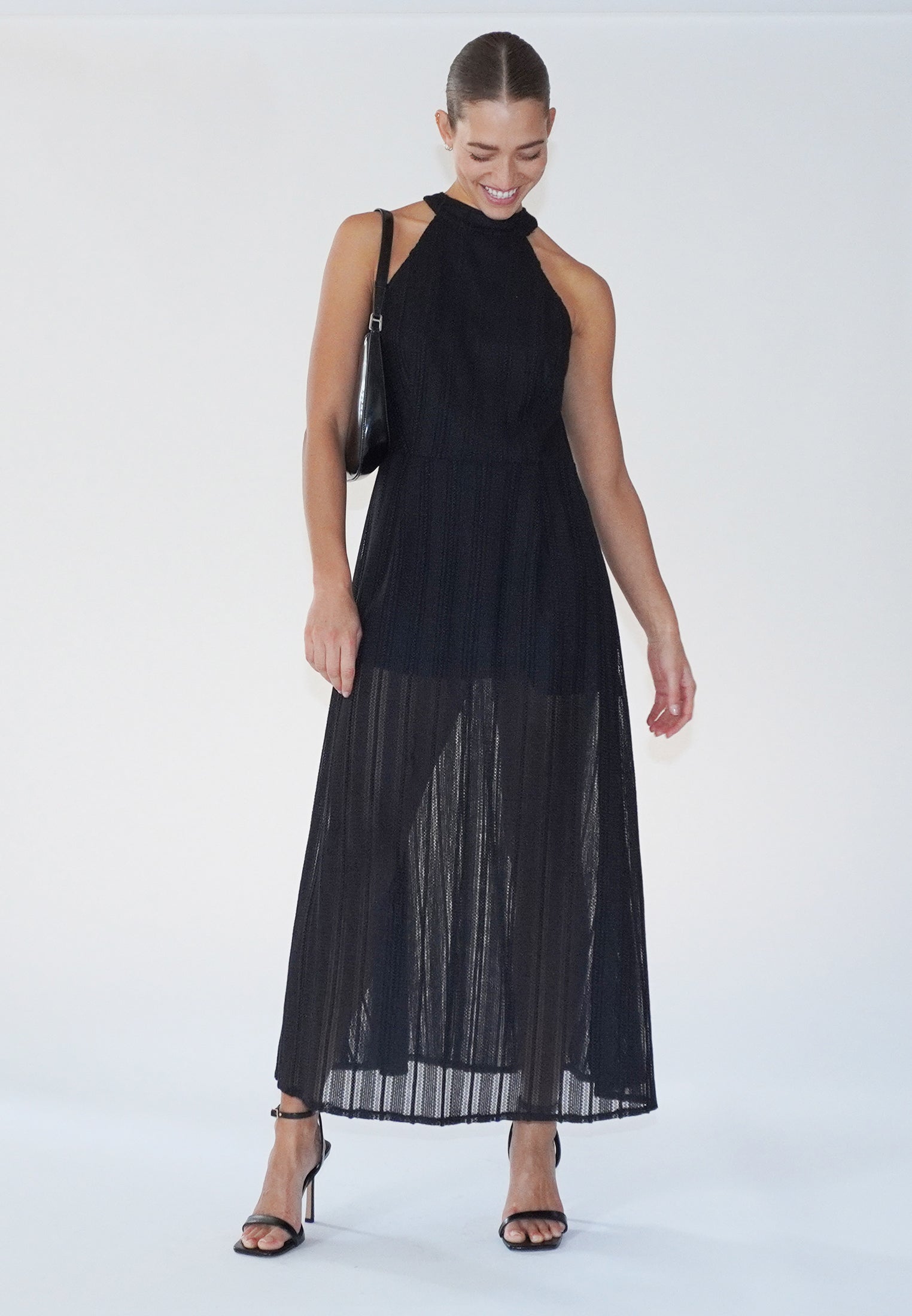 Black crochet midi dress online