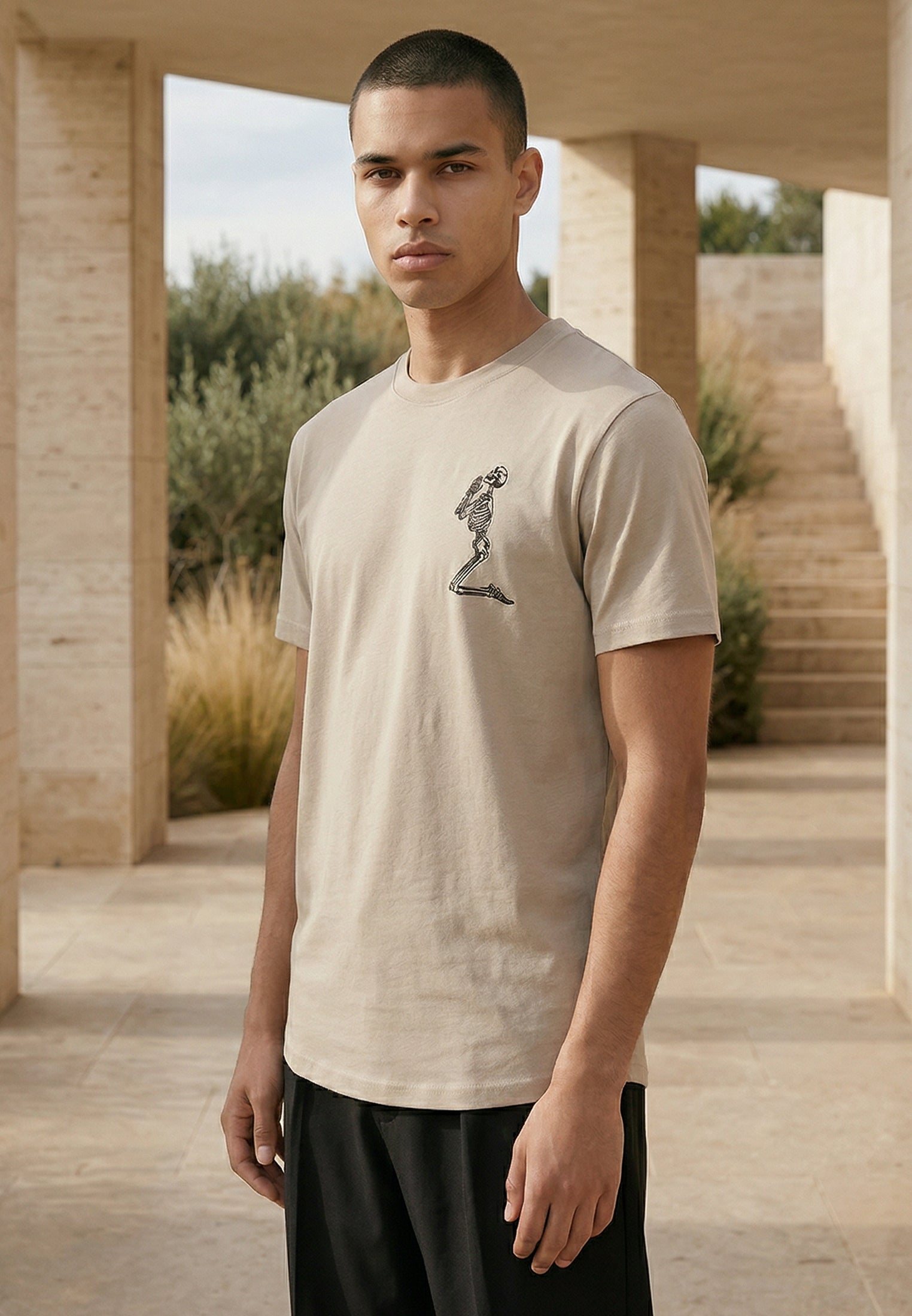 ESSENTIAL BIG SKELETON FAWN T-SHIRT
