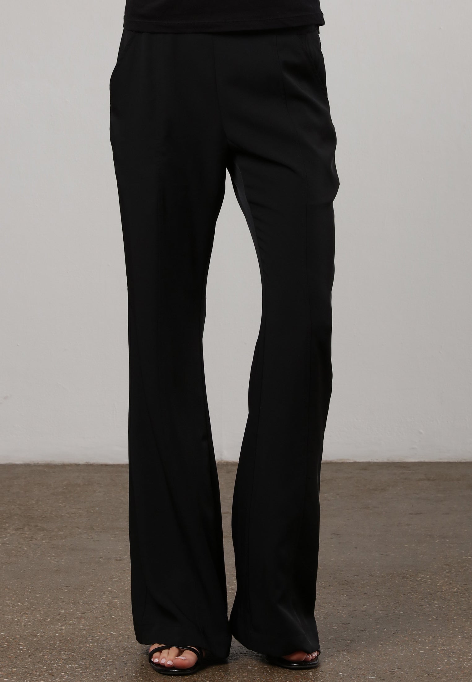 Black flare leg trousers best sale