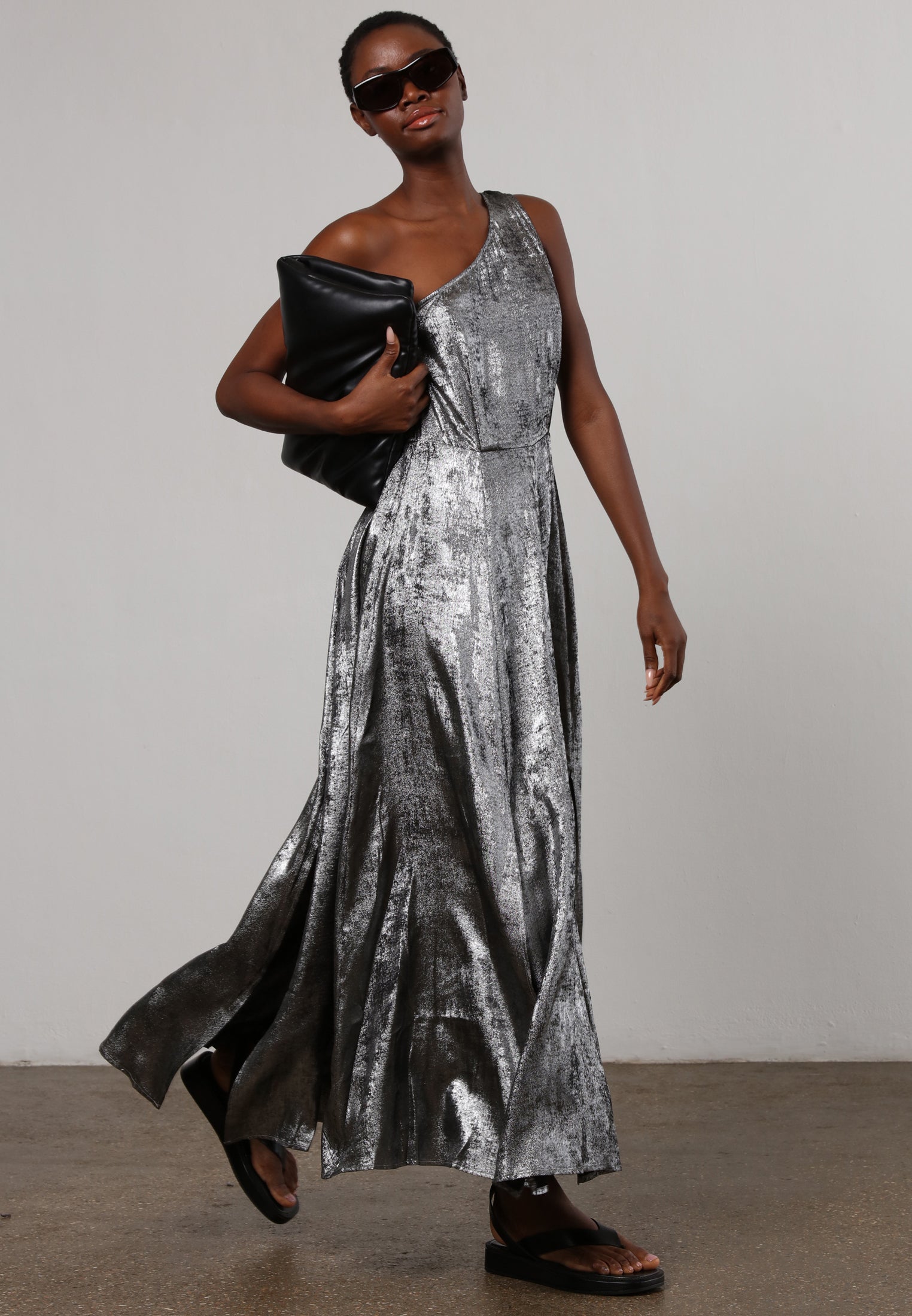 FOLD MAXI DRESS SILVER FOIL