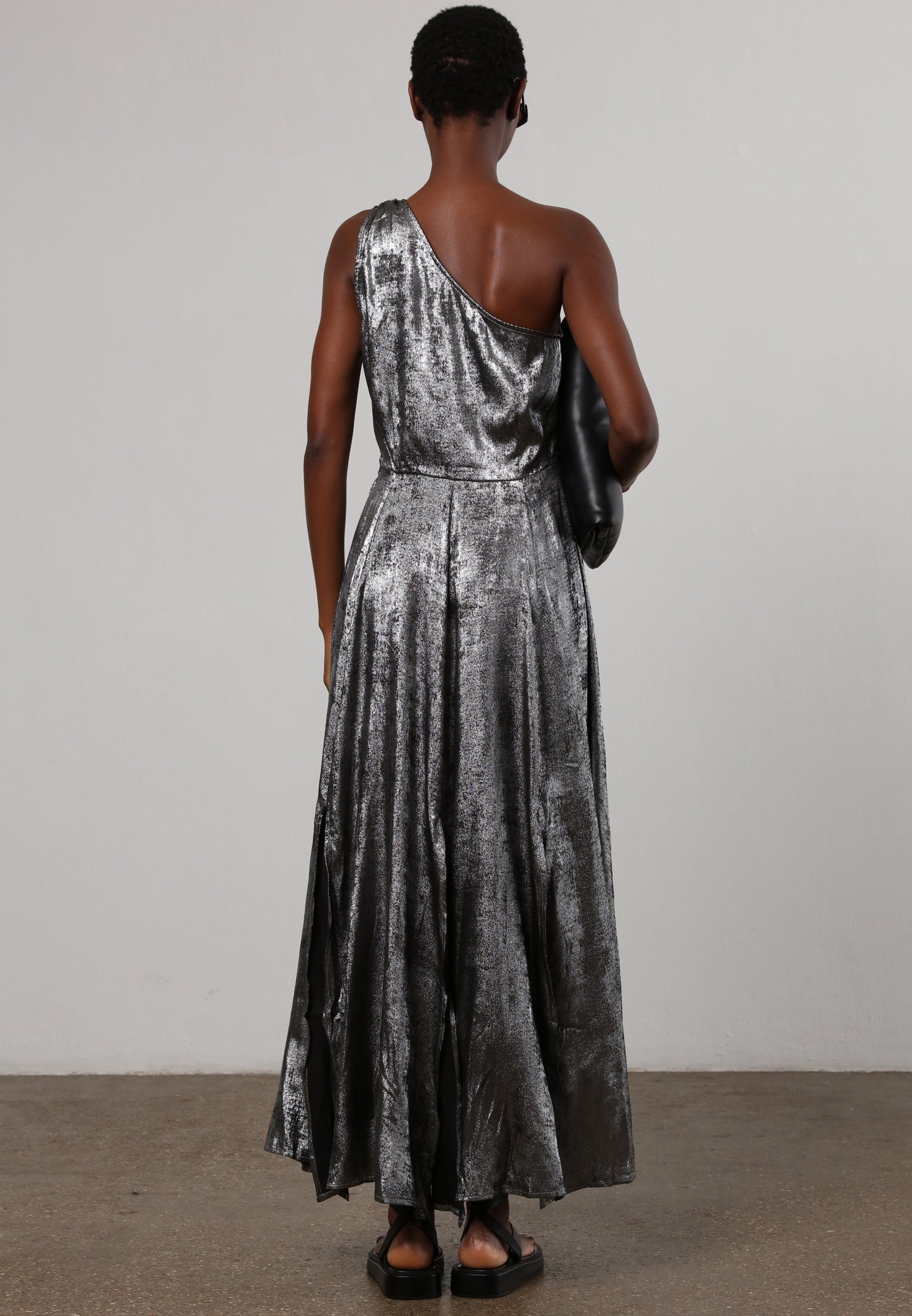FOLD MAXI DRESS SILVER FOIL