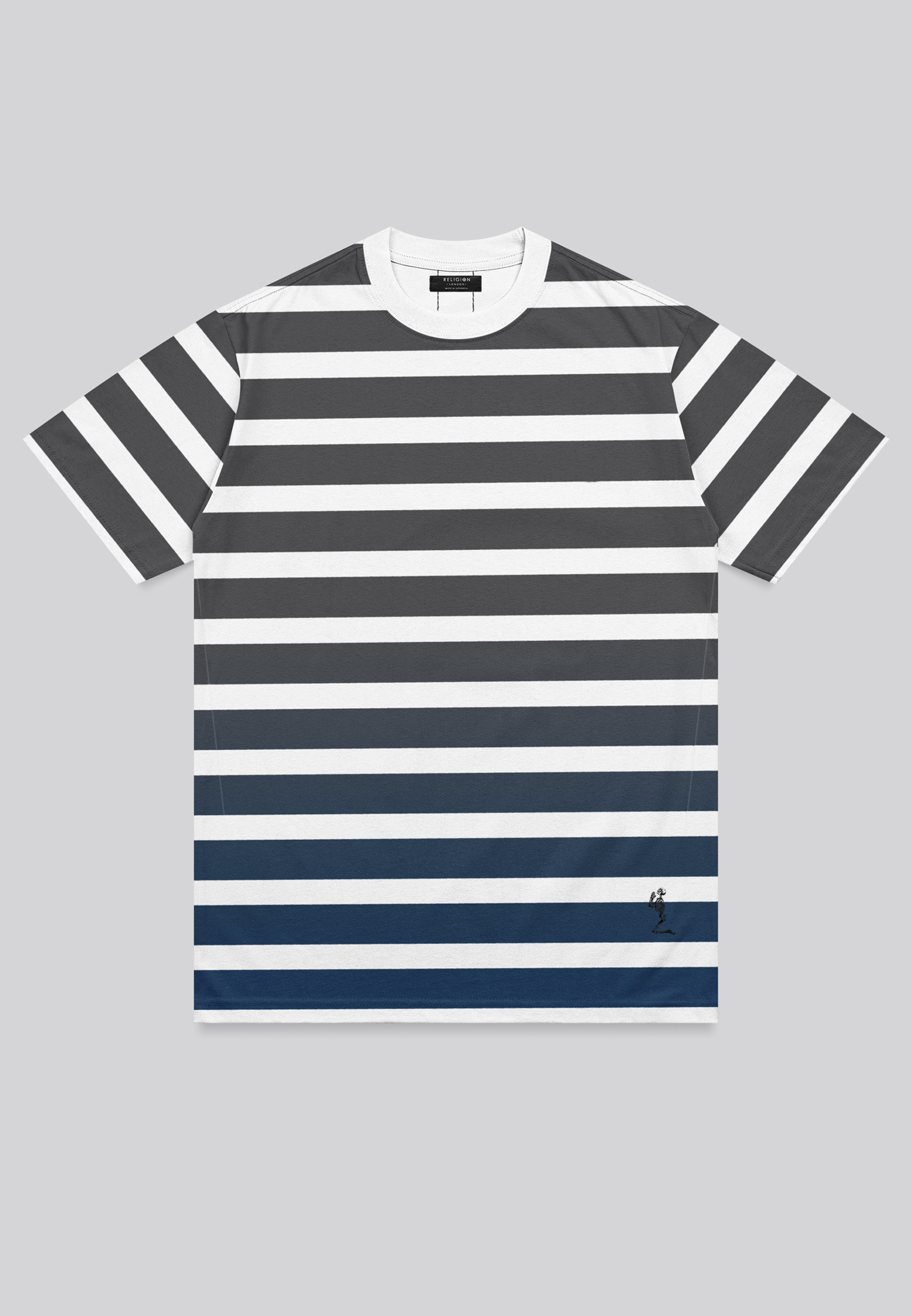GRADIENT T-SHIRT BLACK & COBALT BLUE