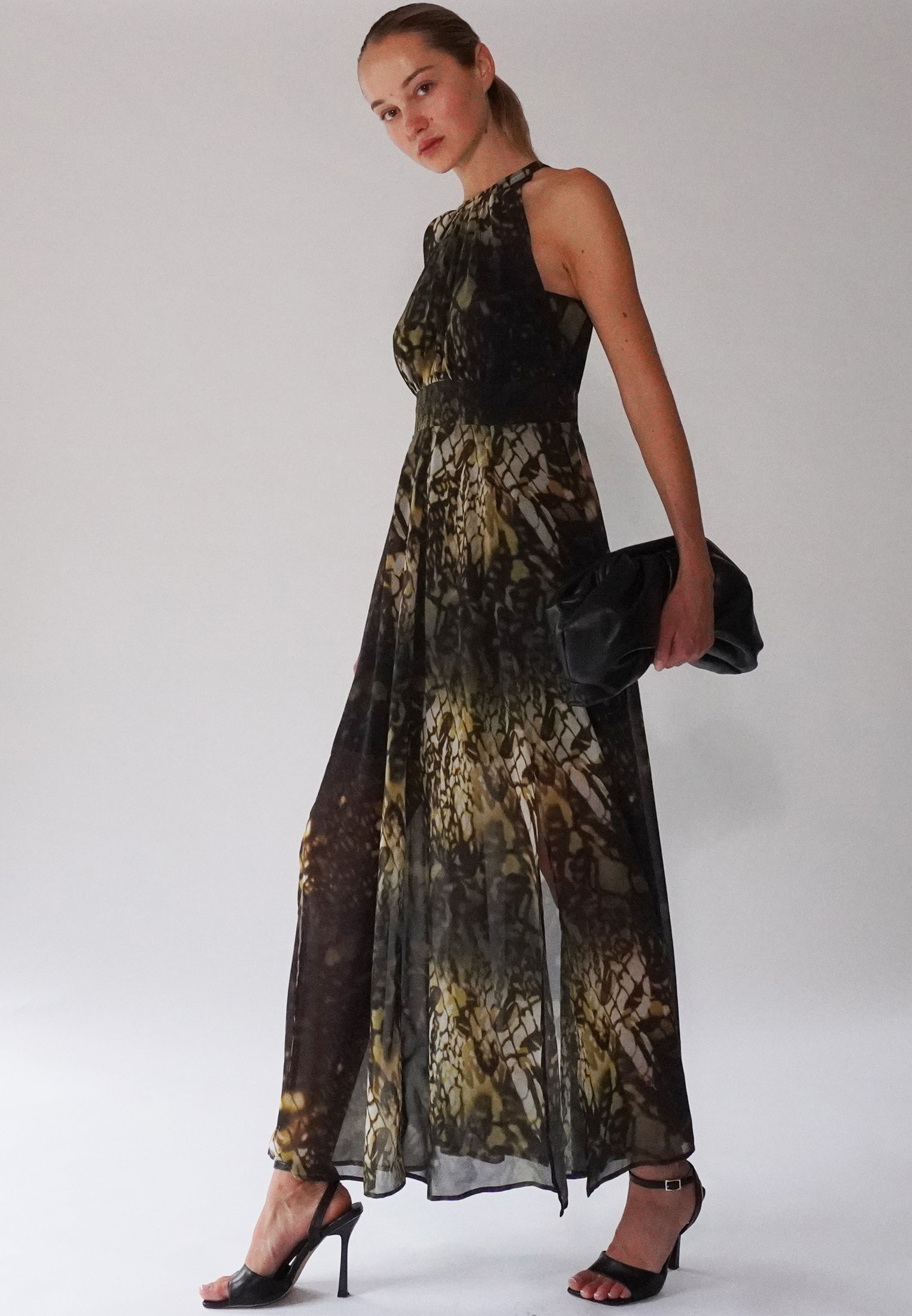 Aurora Black Chain Print Maxi Dress