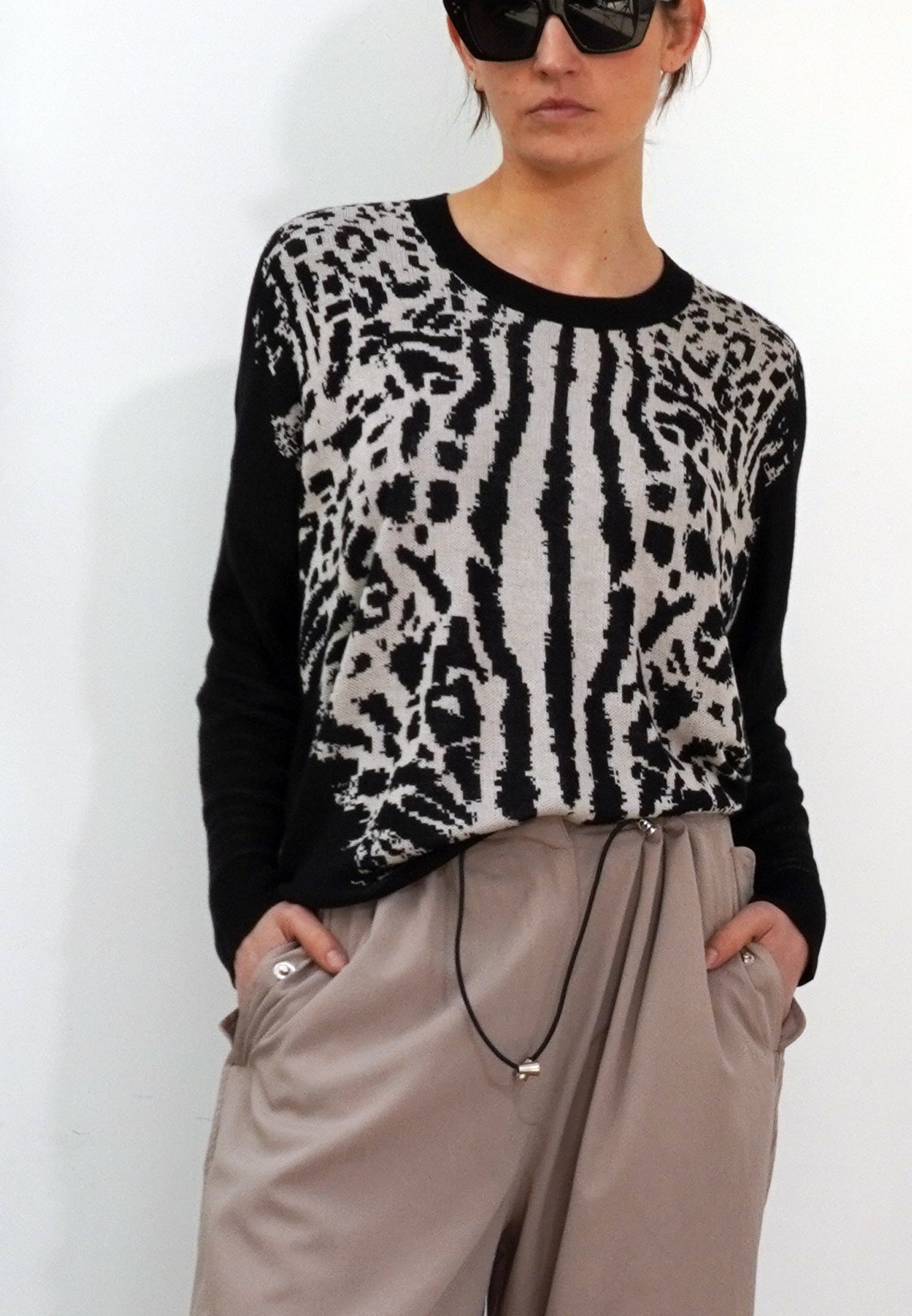 CLOTH AND STONE Leopard Jacquard Top