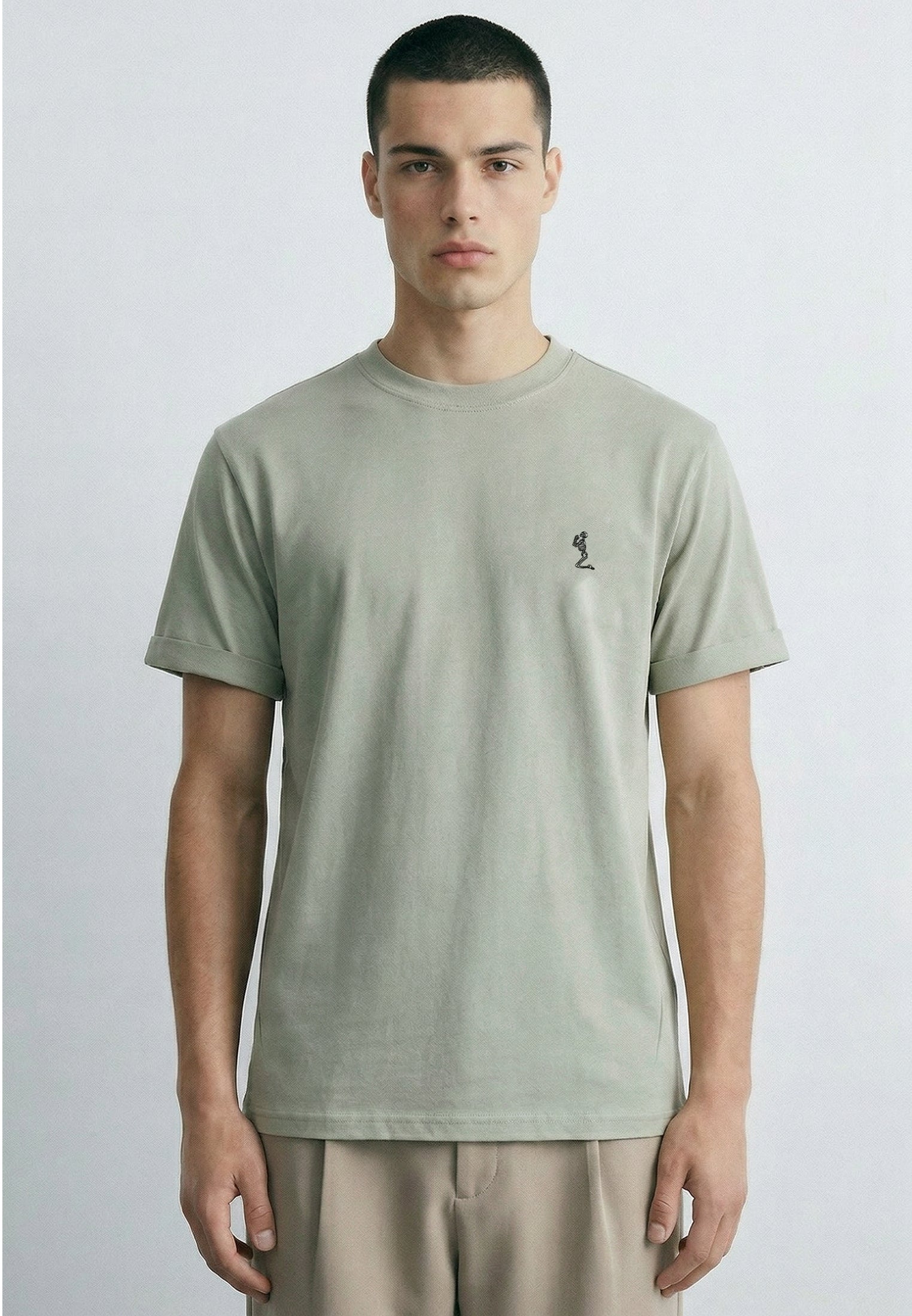 ESSENTIAL ROLLED CUFF T-SHIRT SOFT KHAKI