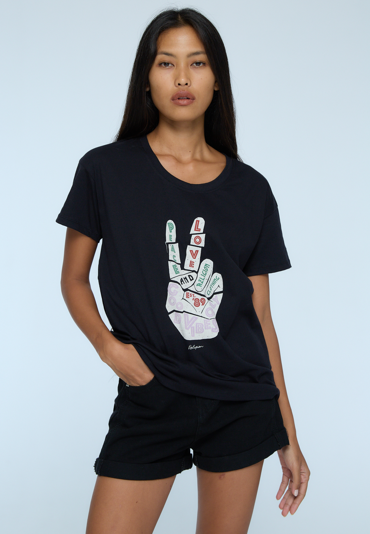 ROCK T-SHIRT PEACE BLACK