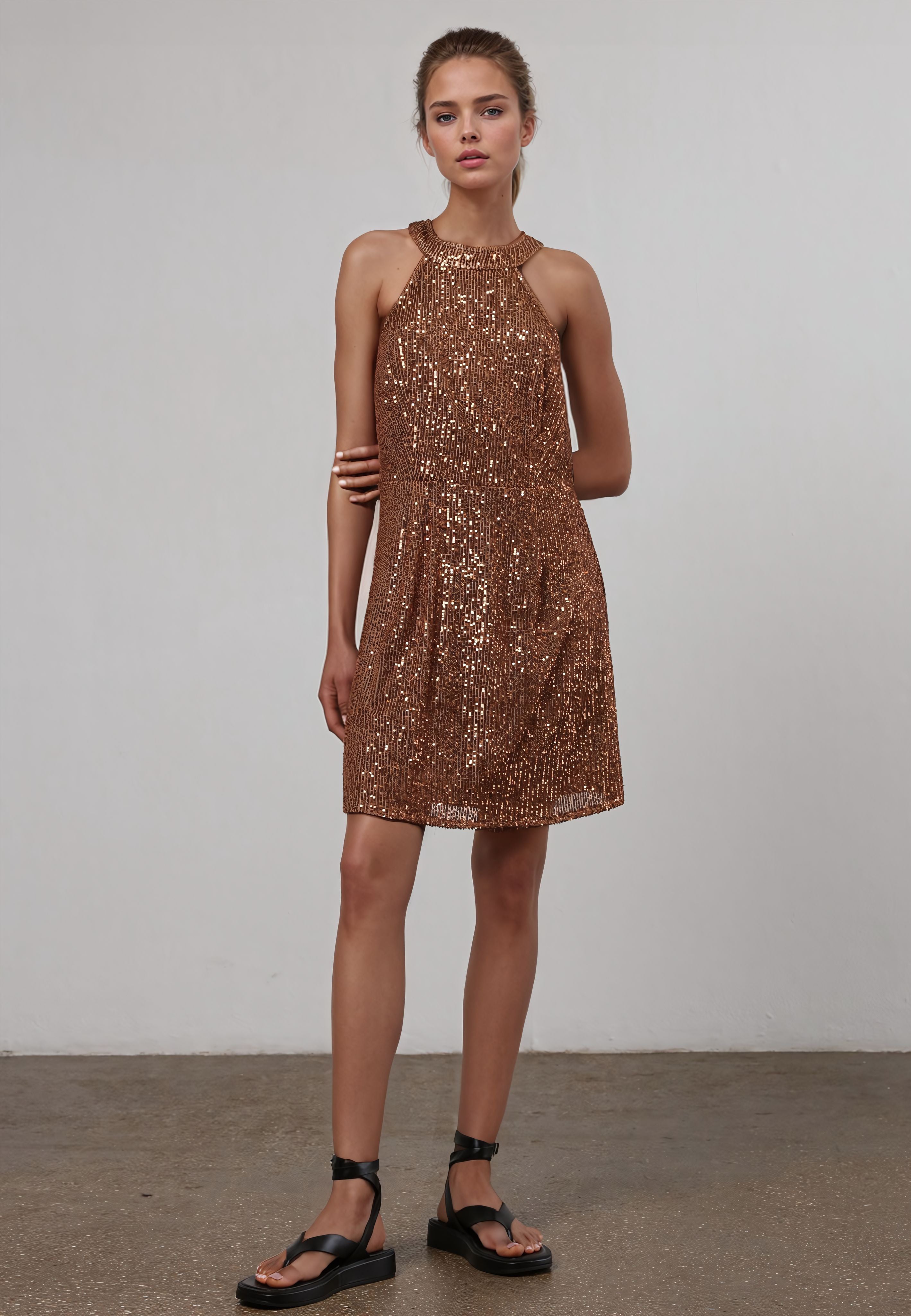 TOUCH MINI DRESS BROWN