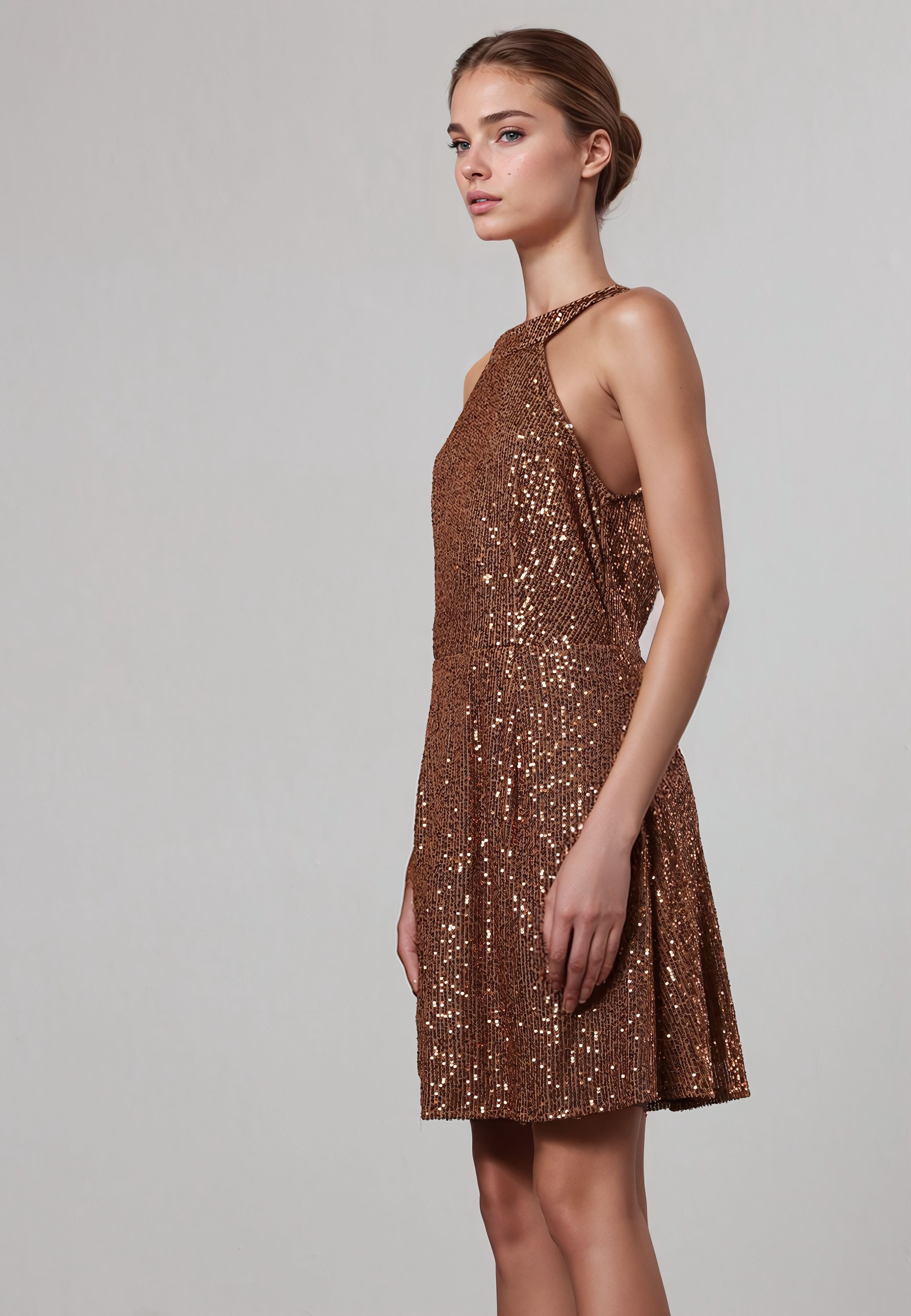 TOUCH MINI DRESS BROWN