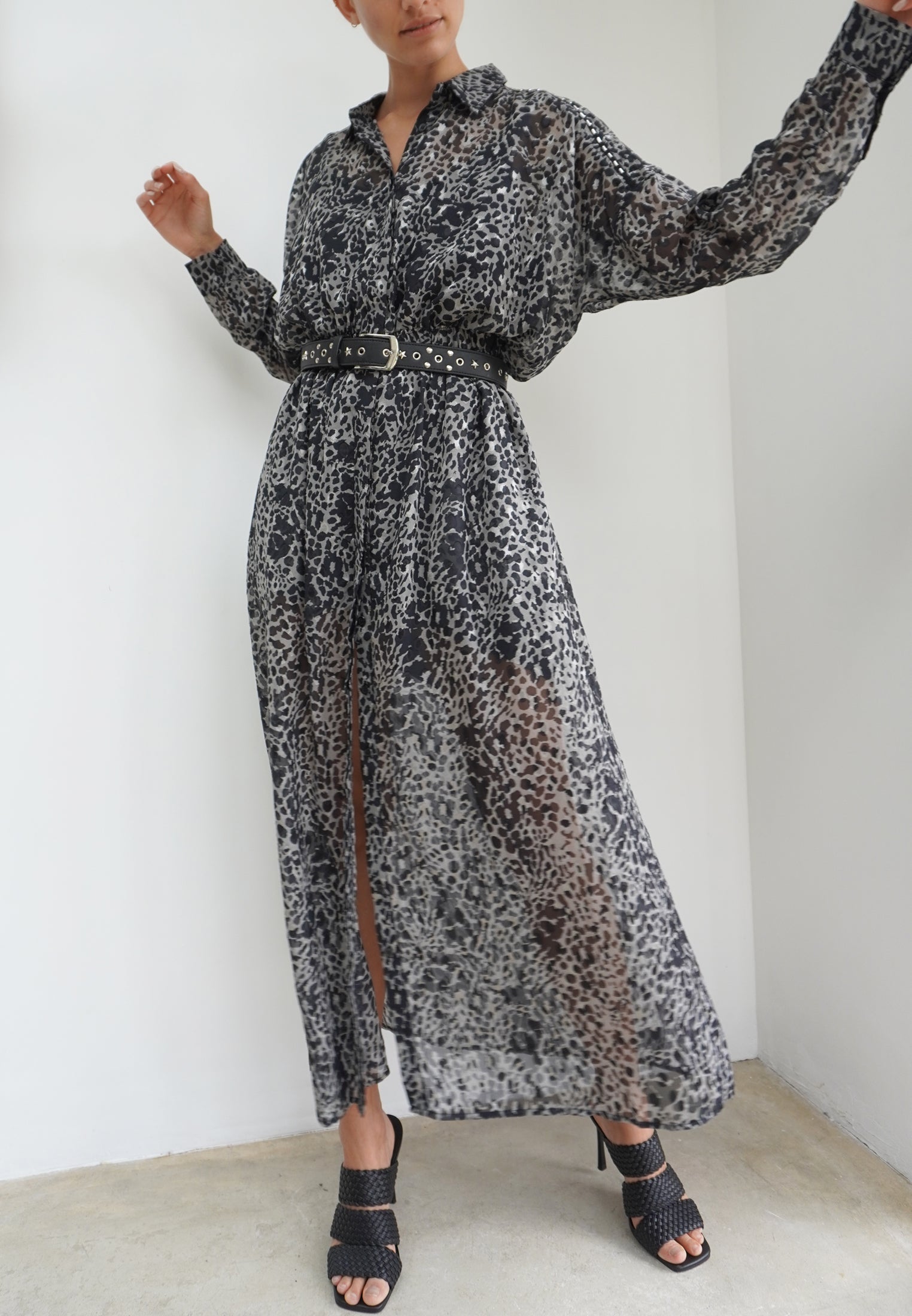 RELIGION Storm Leopard Print Shirt Dress