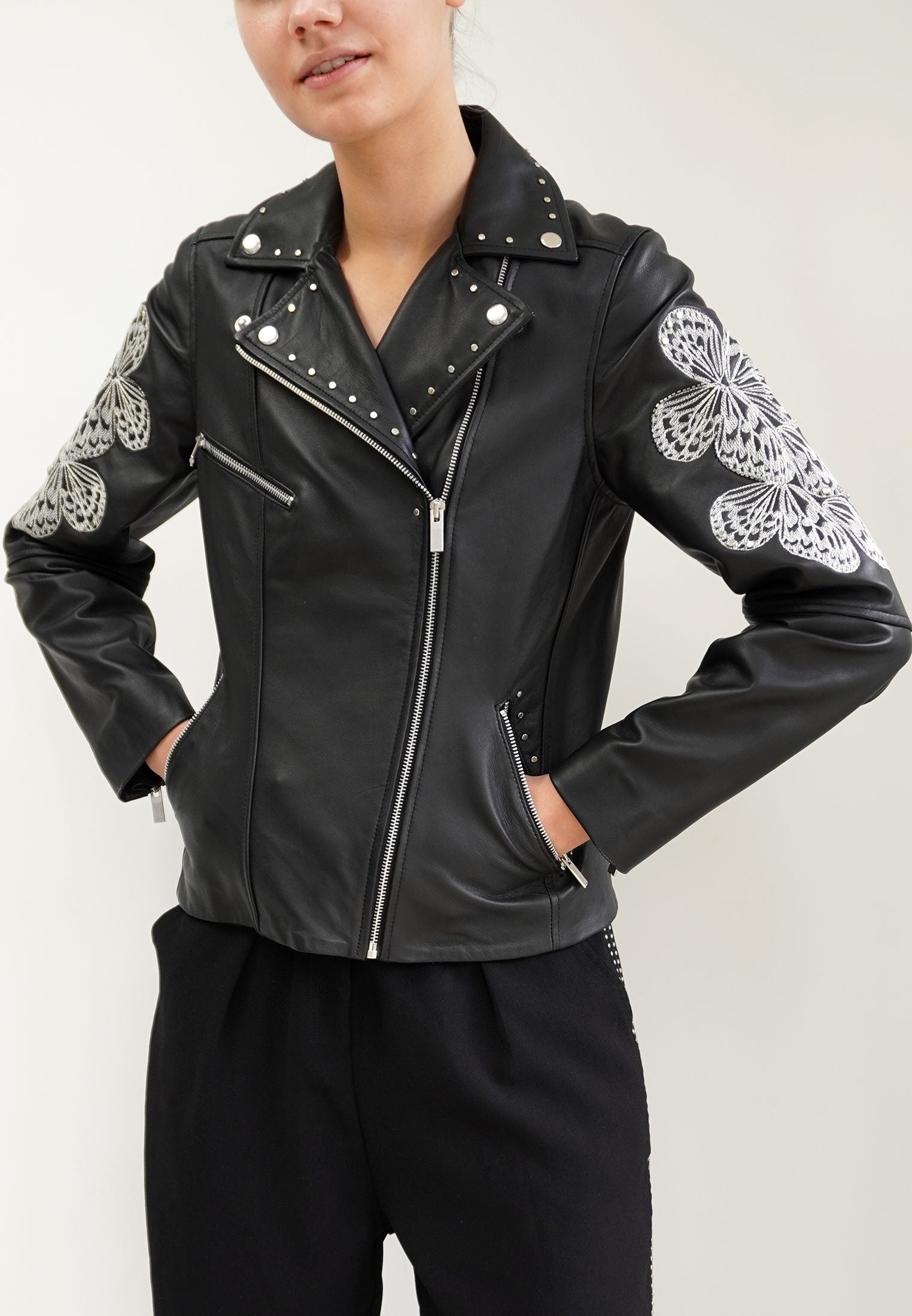 AERIAL LEATHER JACKET BLACK