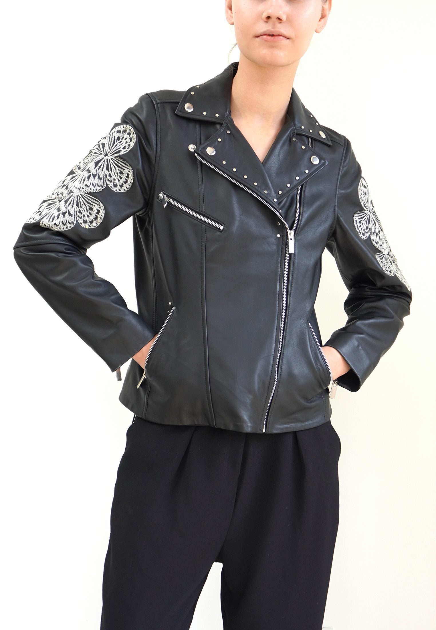AERIAL LEATHER JACKET BLACK