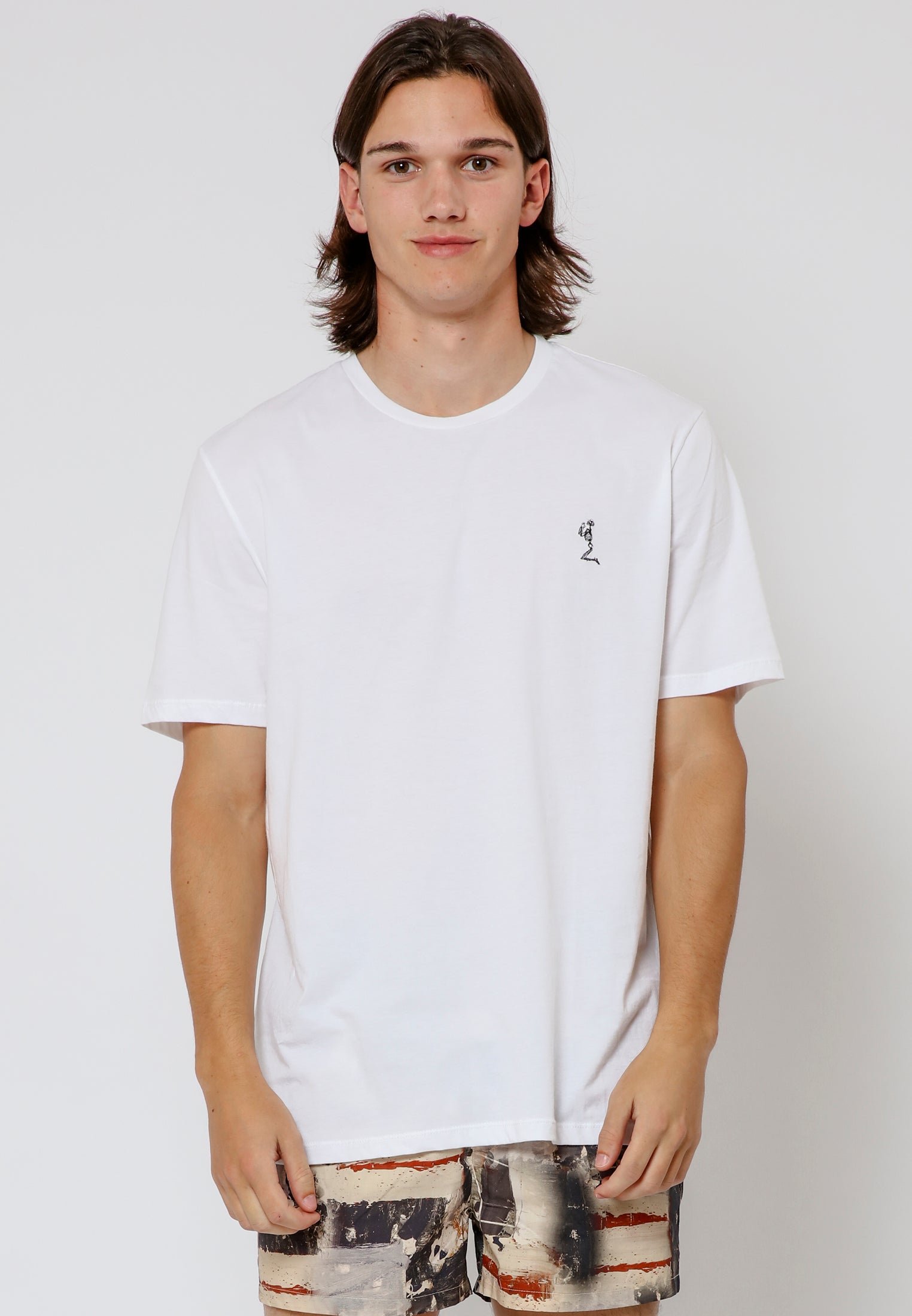 PRAYING SKELETON STENCIL T-SHIRT WHITE