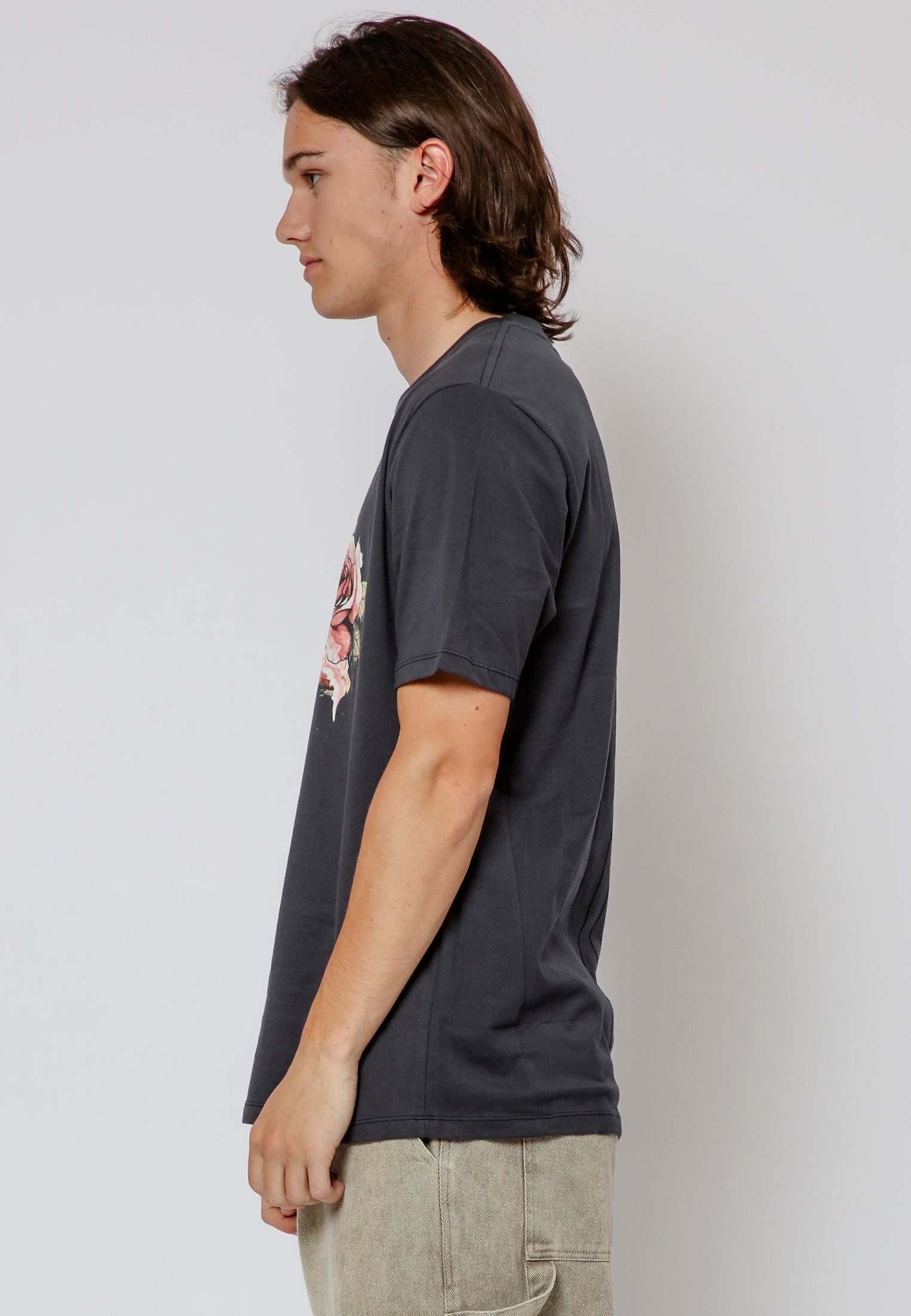 ROSES SKULL T-SHIRT WASHED BLACK
