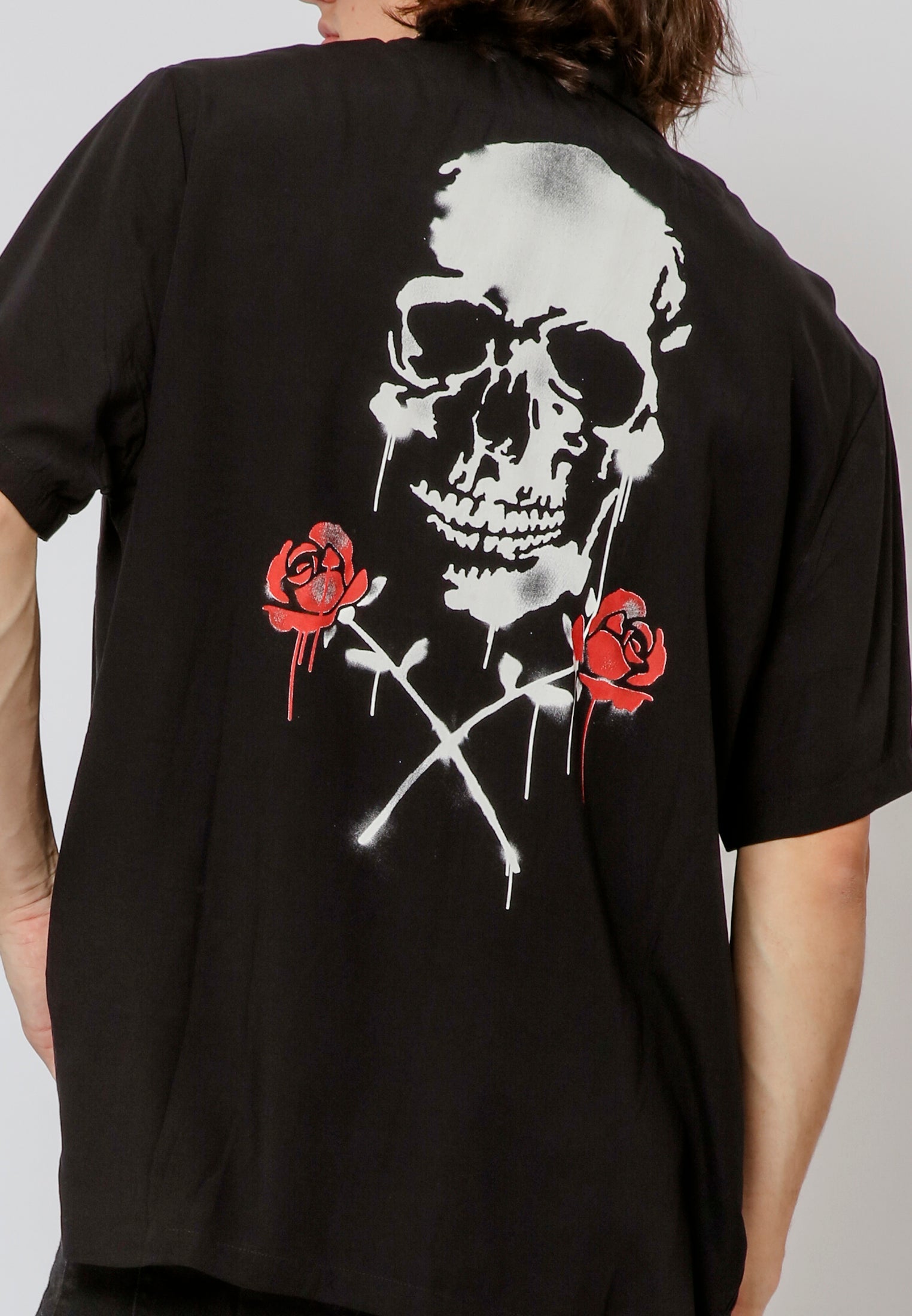 SKULL STENCIL SHIRT BLACK