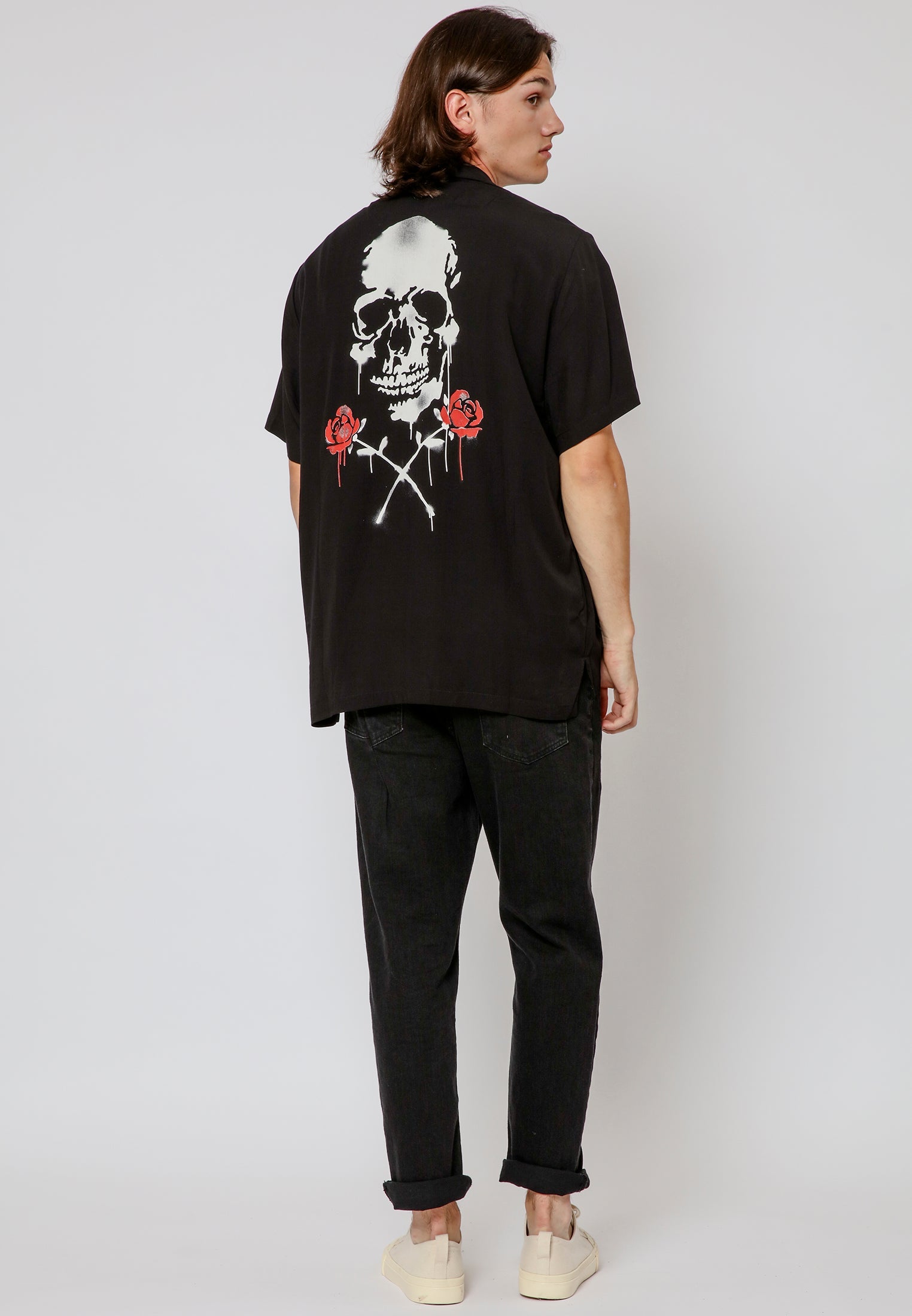 SKULL STENCIL SHIRT BLACK