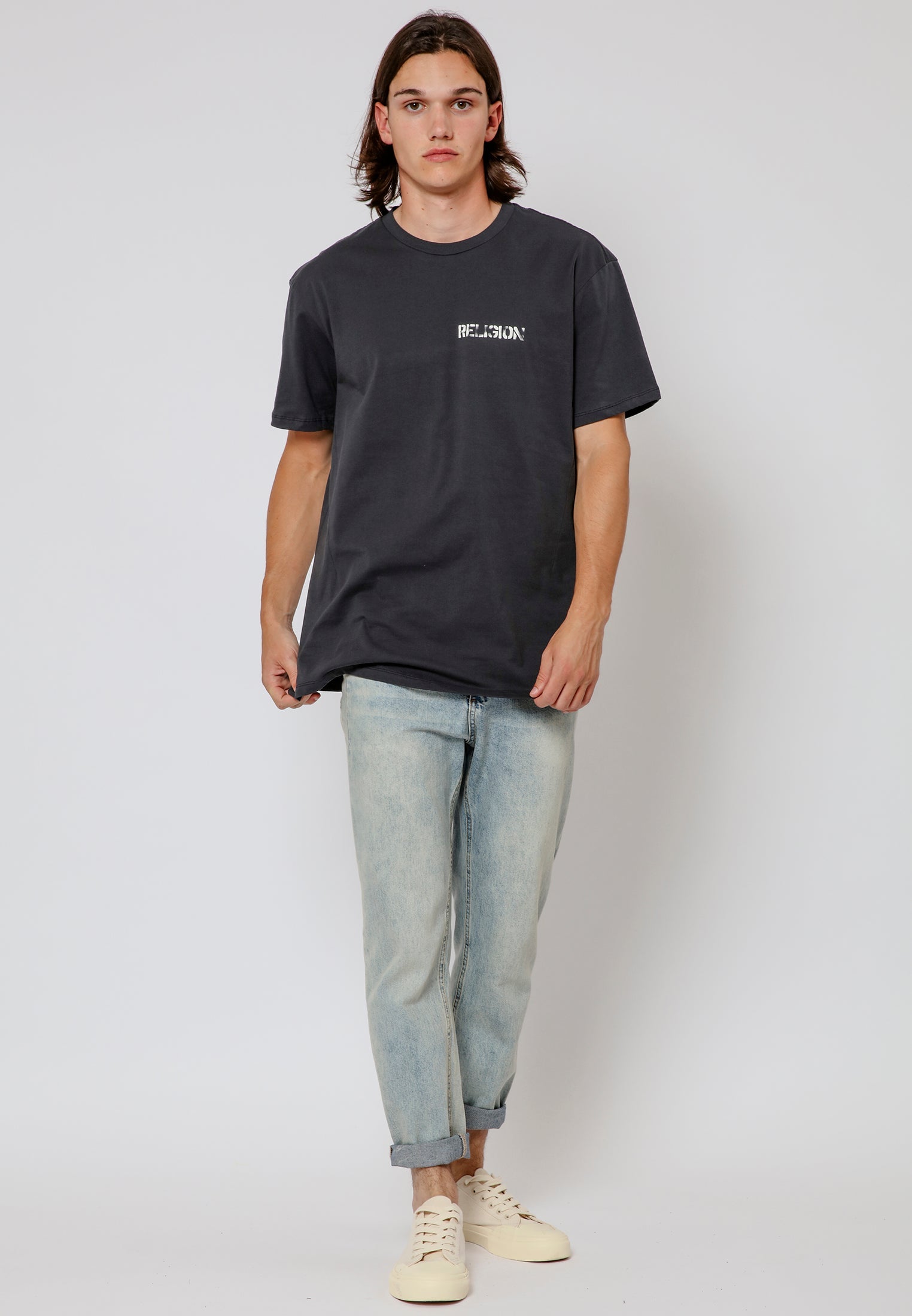 SKULL STENCIL T-SHIRT WASHED BLACK