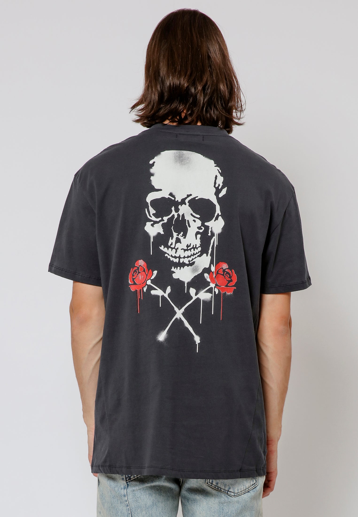 SKULL STENCIL T-SHIRT WASHED BLACK