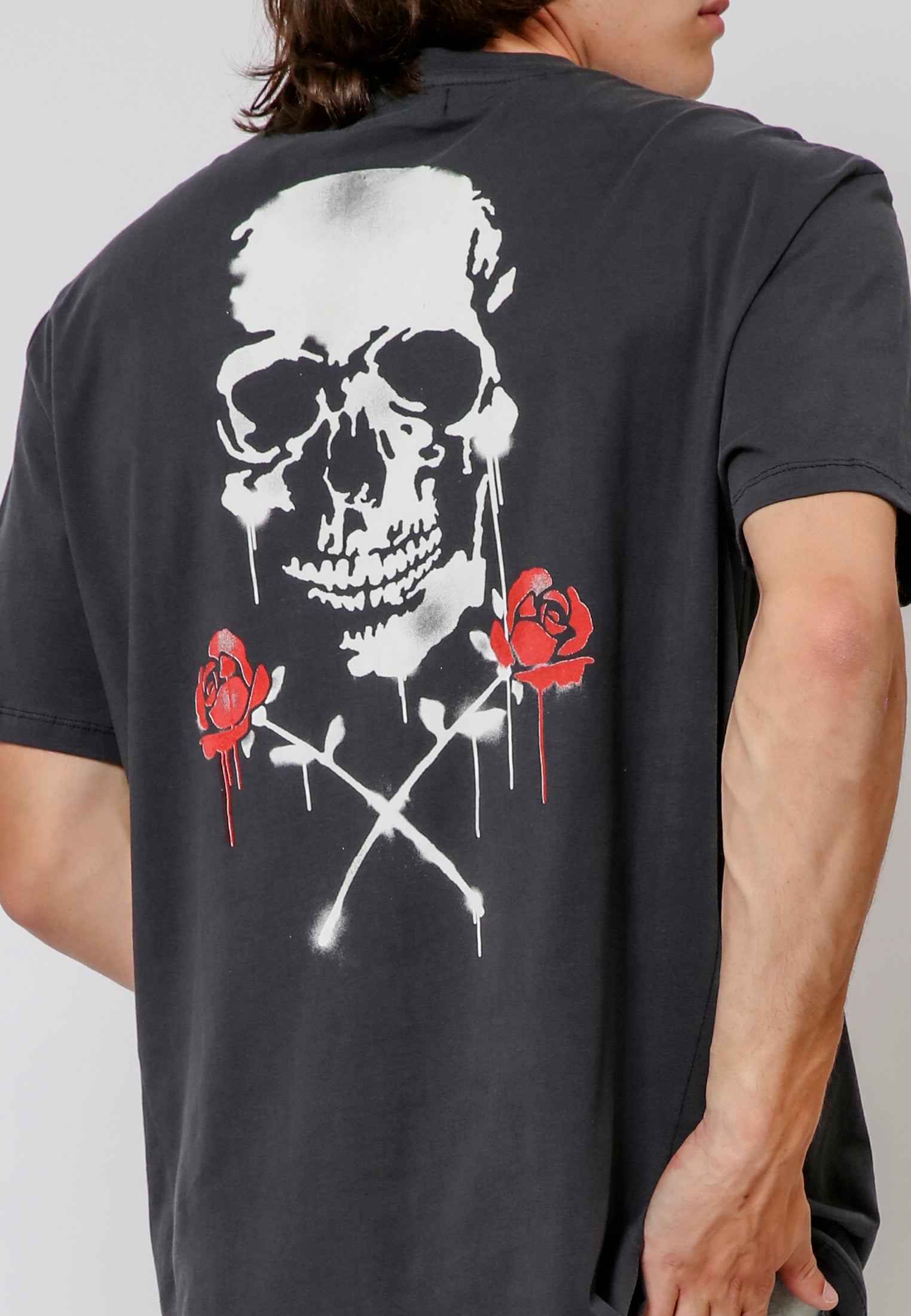 SKULL STENCIL T-SHIRT WASHED BLACK