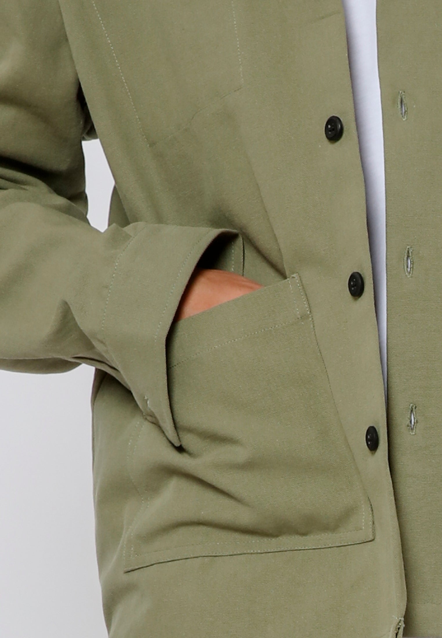 BUTTON UP OVER SHIRT DRILL LIGHT KHAKI