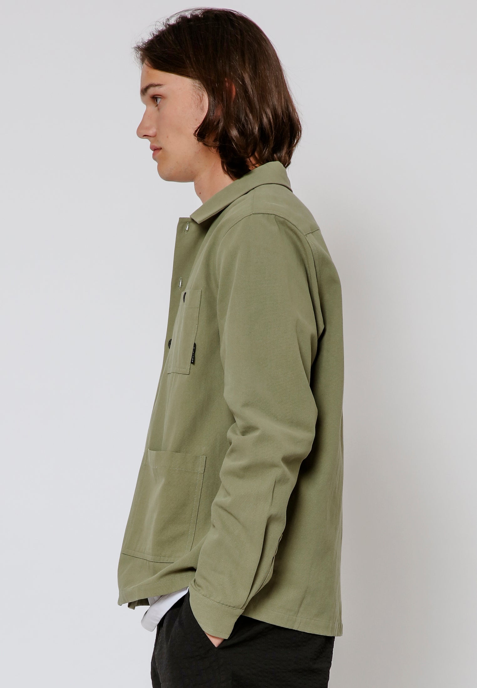 BUTTON UP OVER SHIRT DRILL LIGHT KHAKI