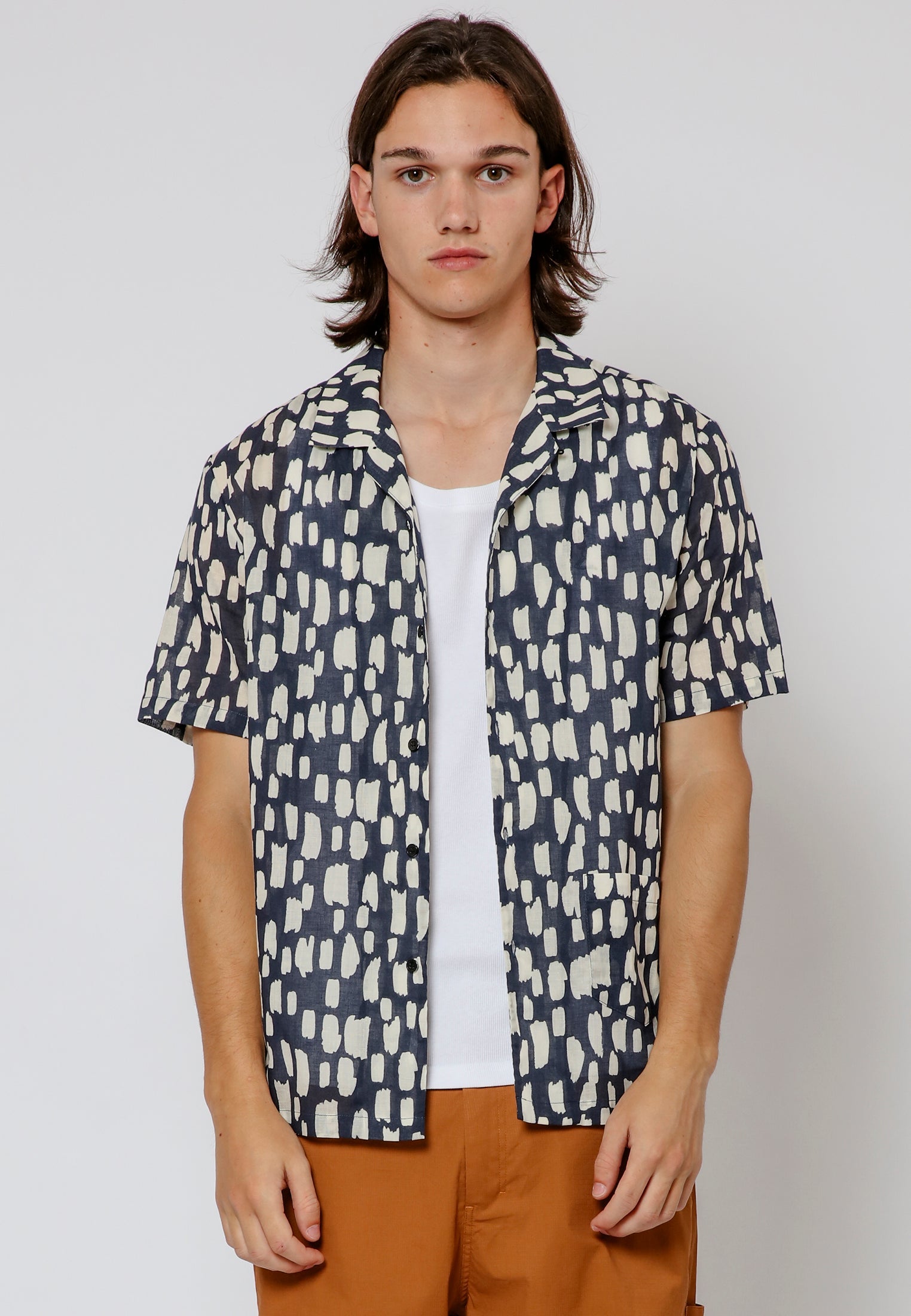 LIQUID ABSTRACT SHIRT BLACK & TAN