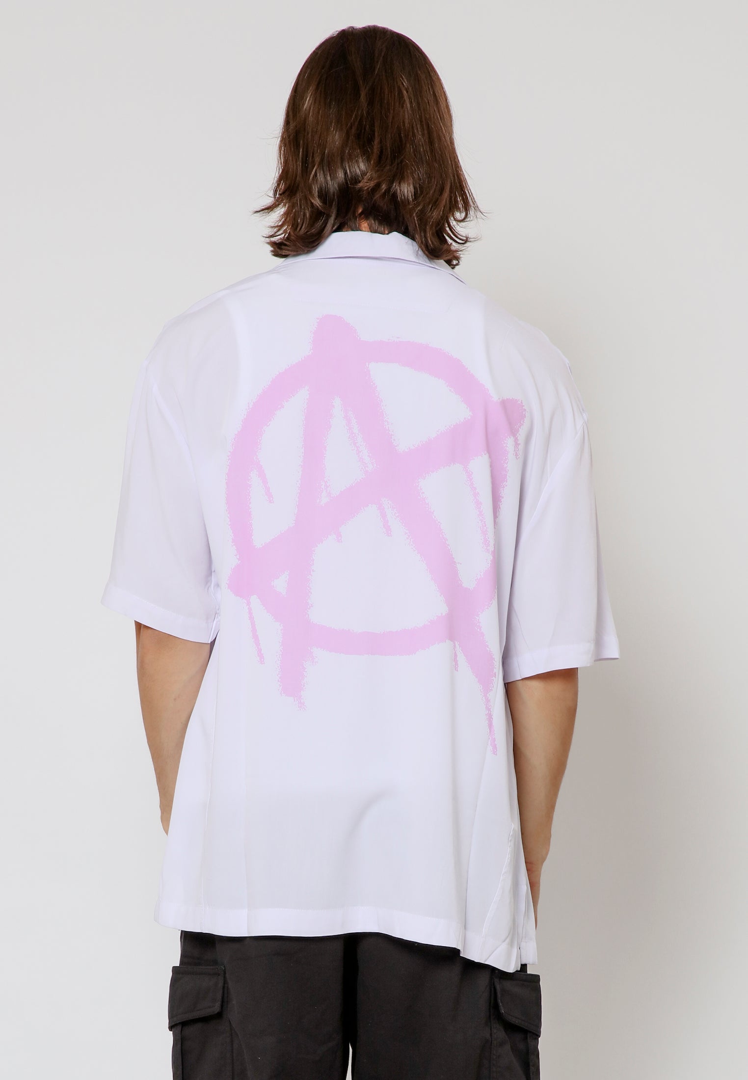 ANARCHY SYMBOL SHIRT WHITE & PINK