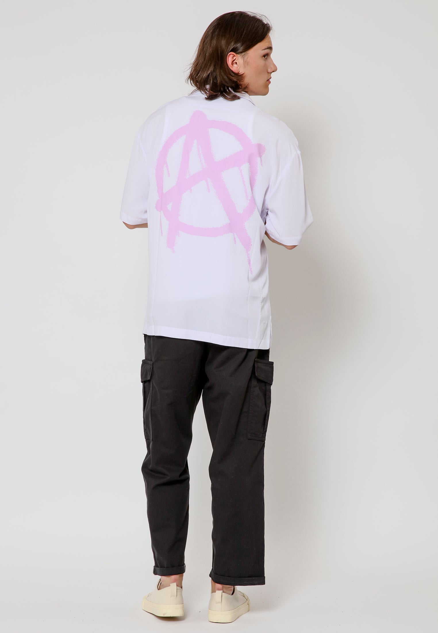 ANARCHY SYMBOL SHIRT WHITE & PINK