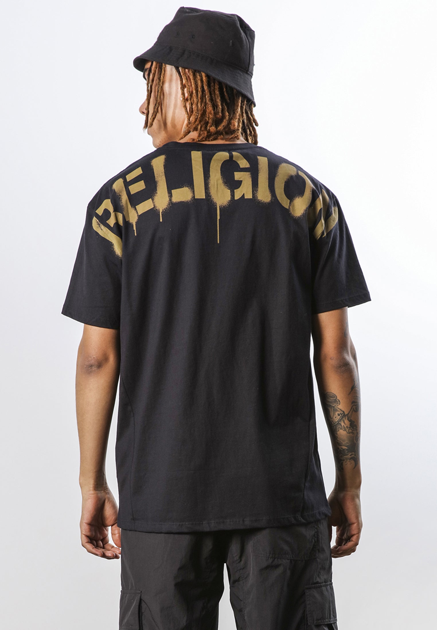 RELIGION STENCIL T-SHIRT BLACK